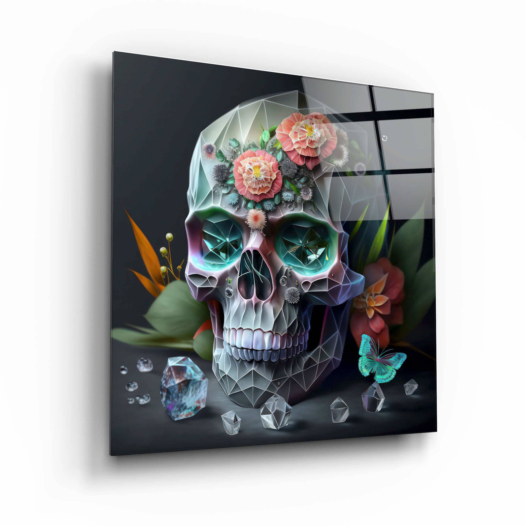 "Crâne de diamant". Art mural en verre de la collection Secret World