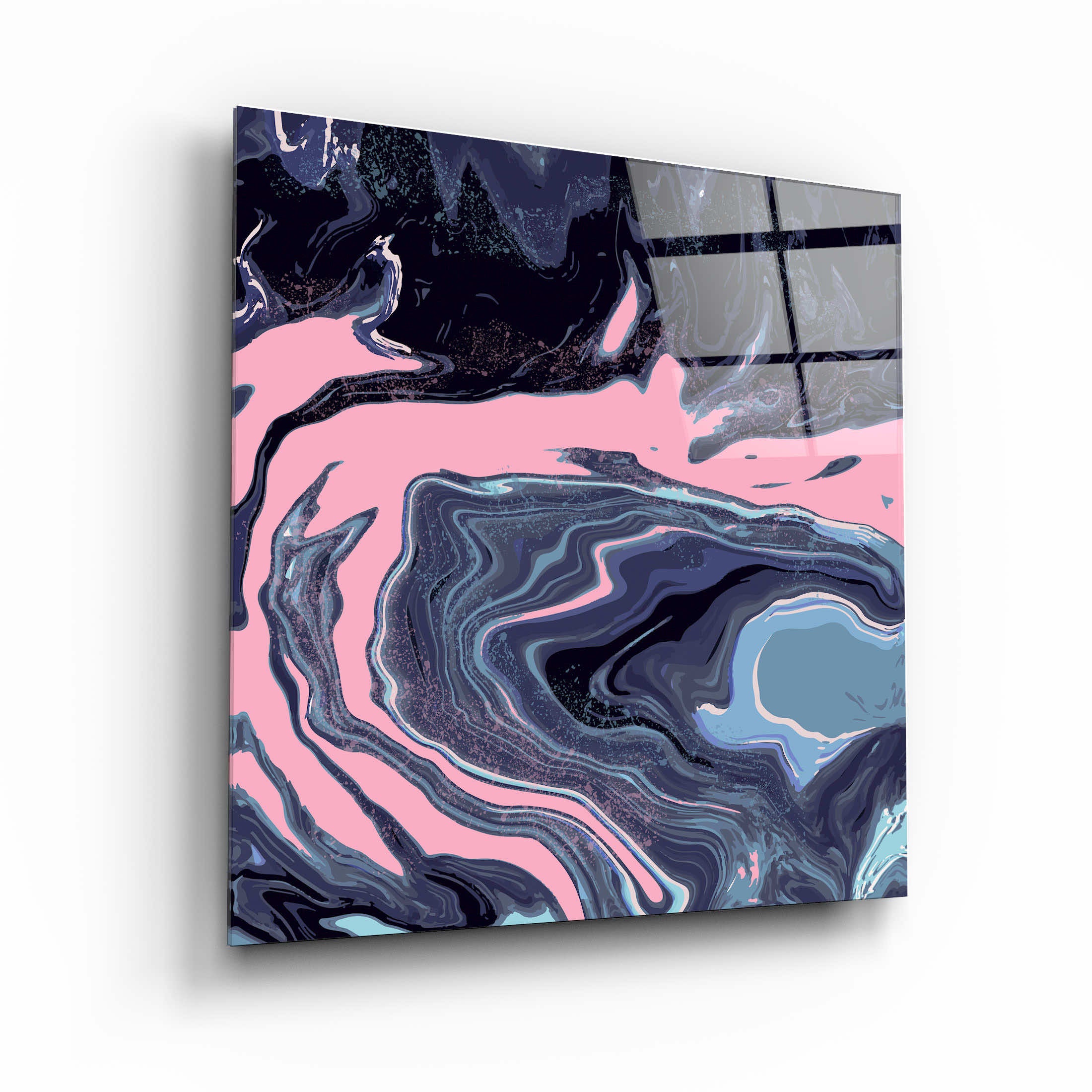 ."Pink Wave in the Black". Designer's Collection Glass Wall Art