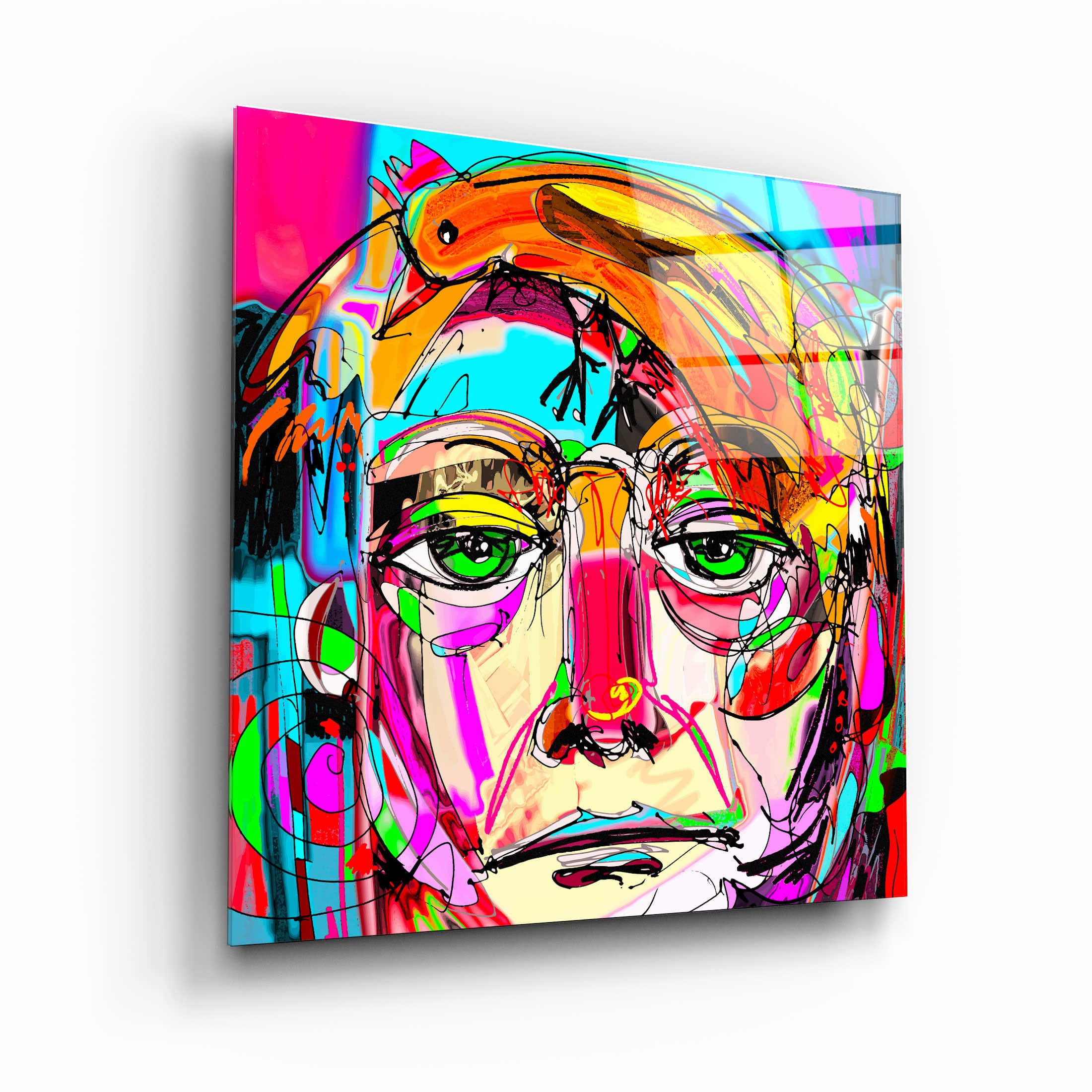 .."Illustration du visage-résumé". Art mural en verre de la collection du designer