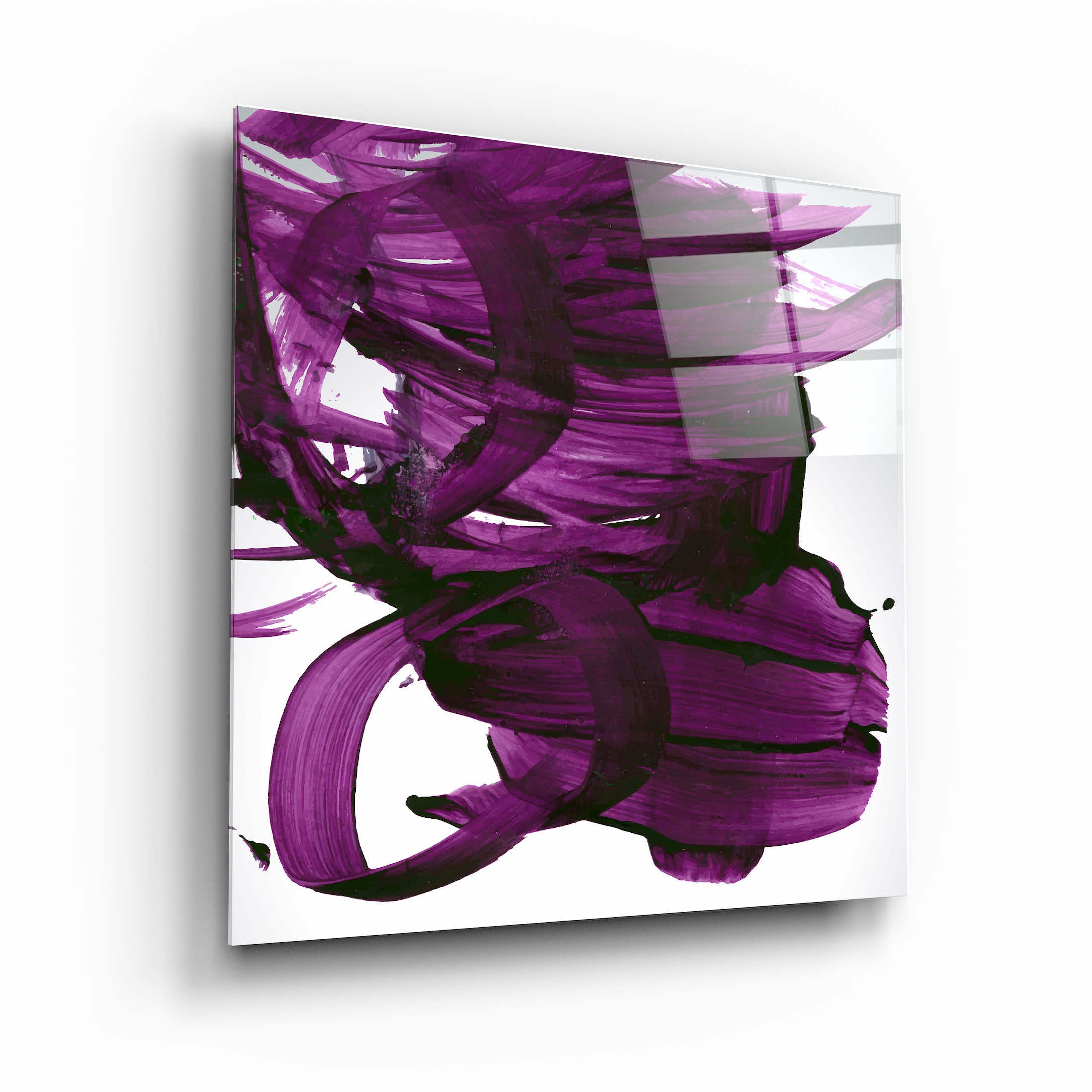 ."Purple Abstract Brush Strokes". Designer's Collection Glass Wall Art