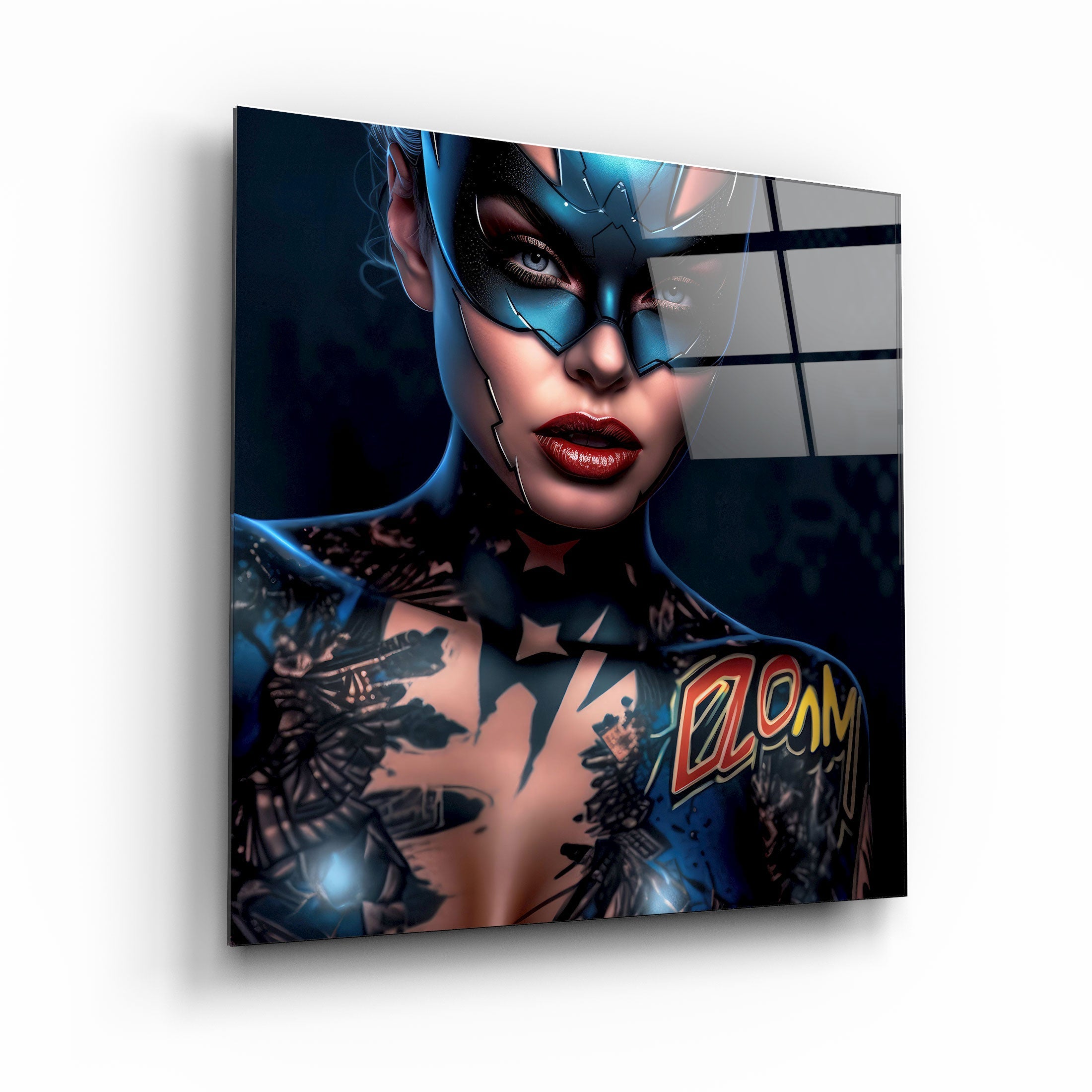 ."Tattooed v5". Designer's Collection Glass Wall Art