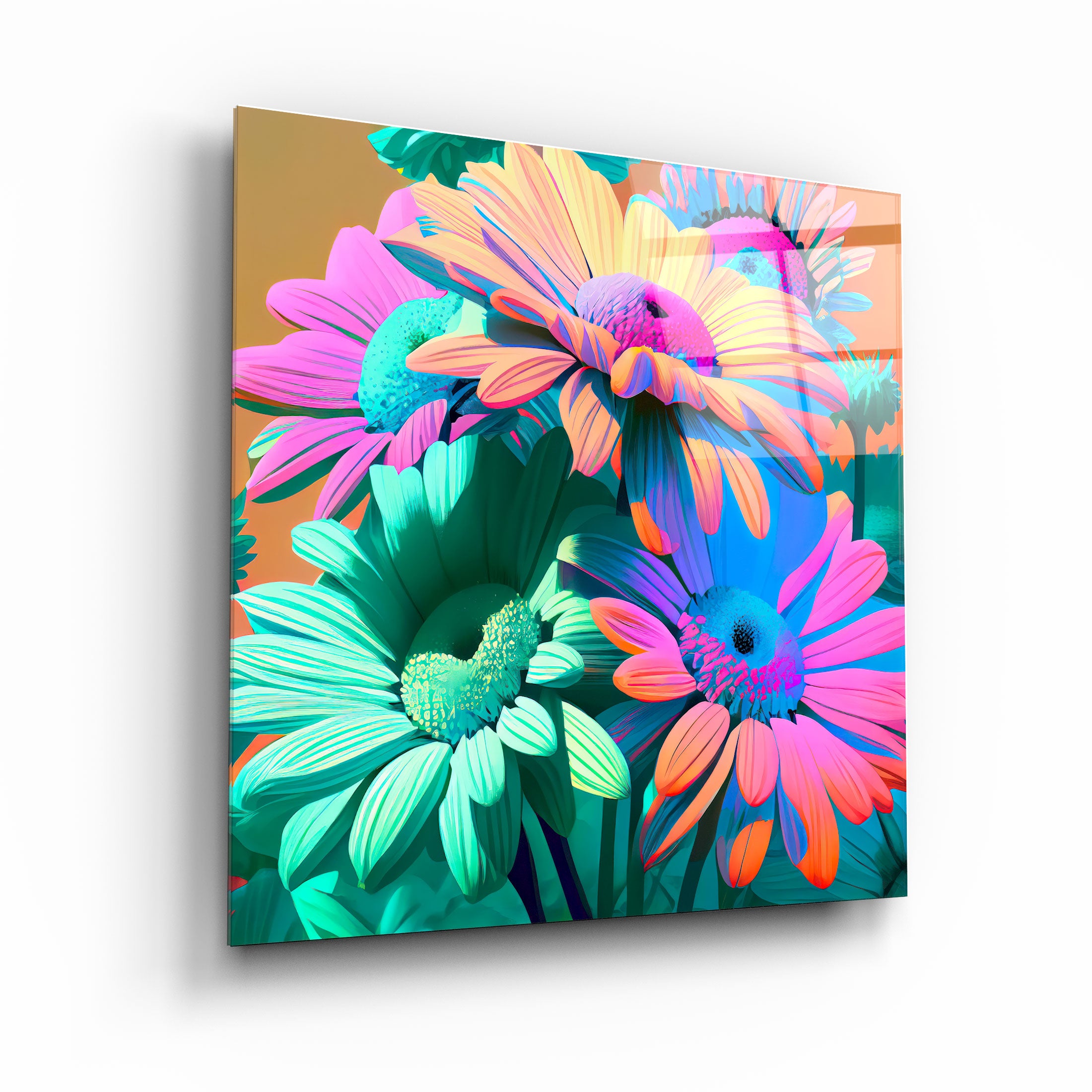 ."Chrysanthemums". Designers Collection Glass Wall Art