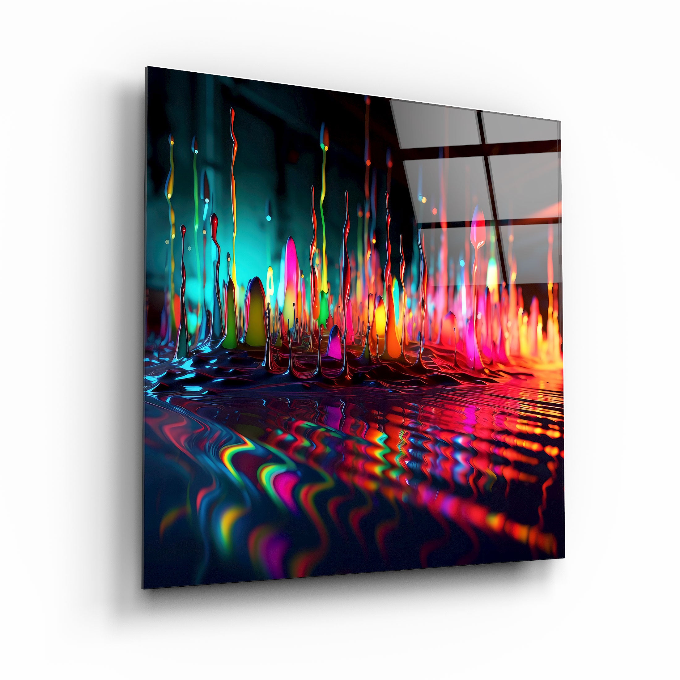 ."Paint Drops V1". Designers Collection Glass Wall Art