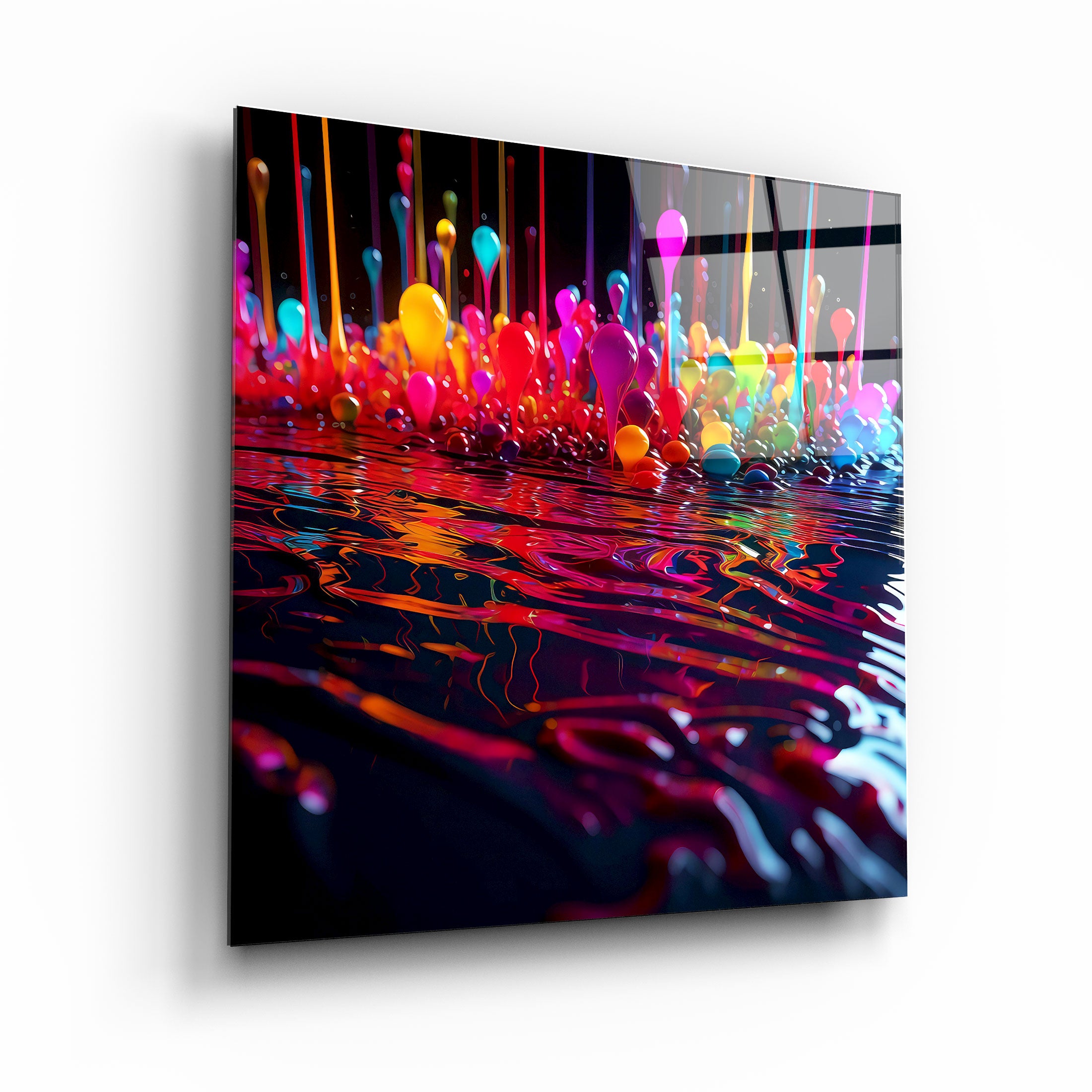 ."Paint Drops V3". Designers Collection Glass Wall Art