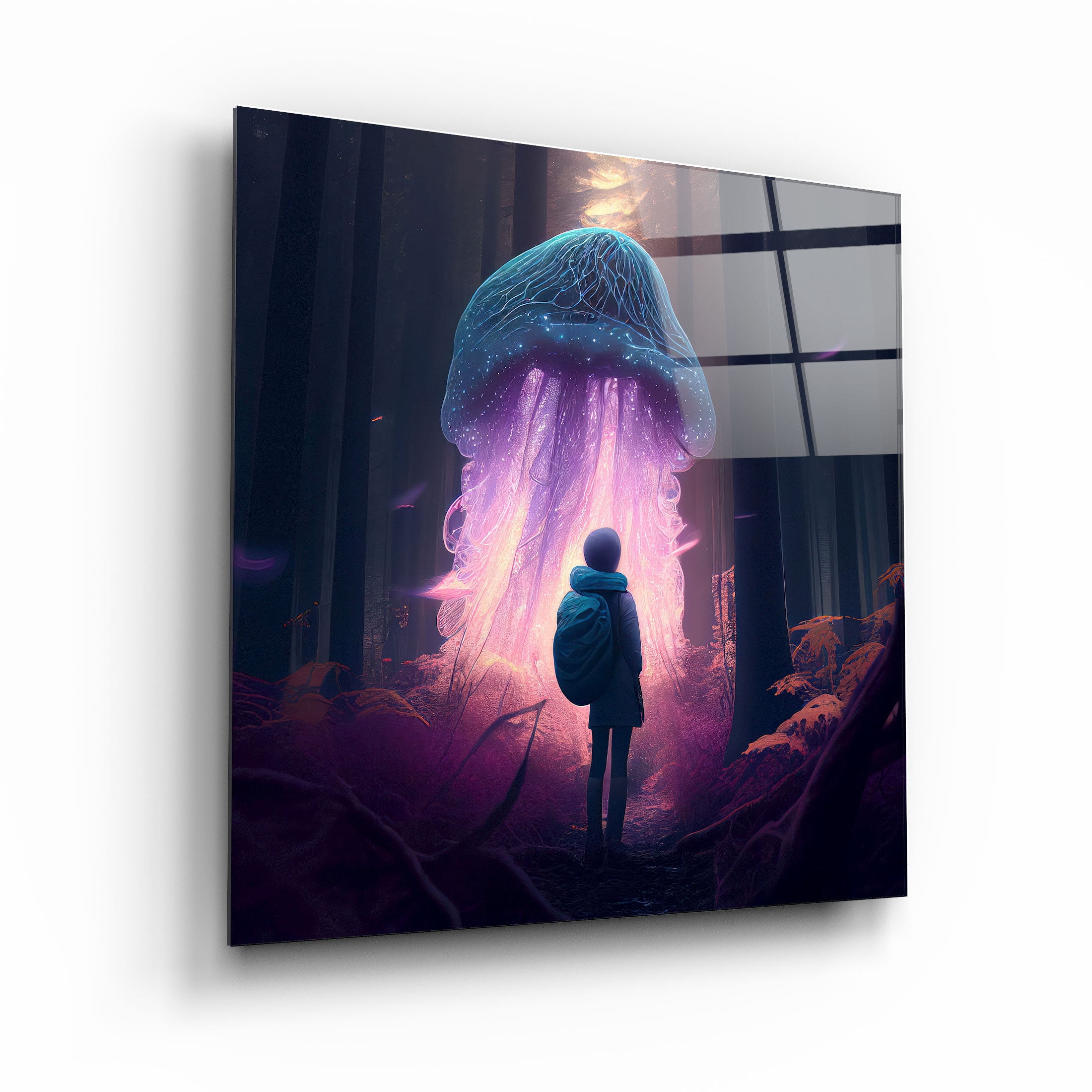 ."Alone in the Secret Forest V2". Glass Wall Art