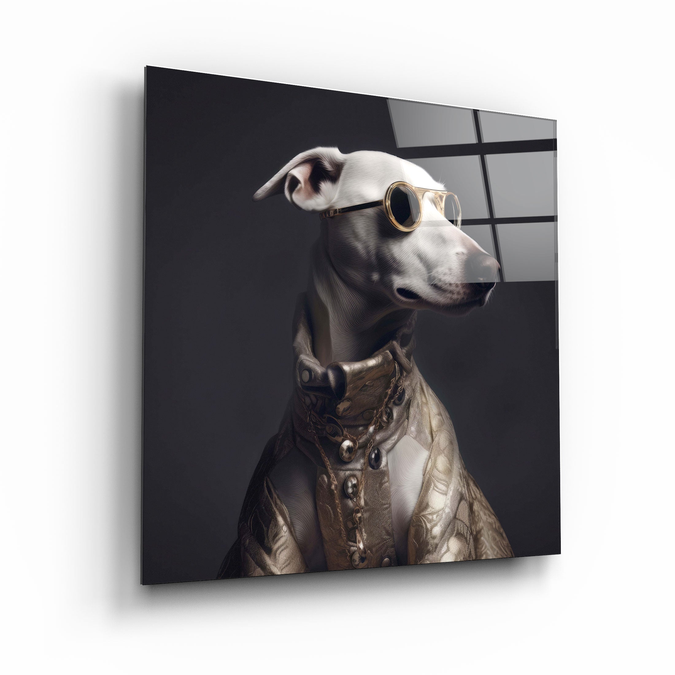 „Stilvolle Hunde – V2“. Designerkollektion <tc>Glasbild</tc>
