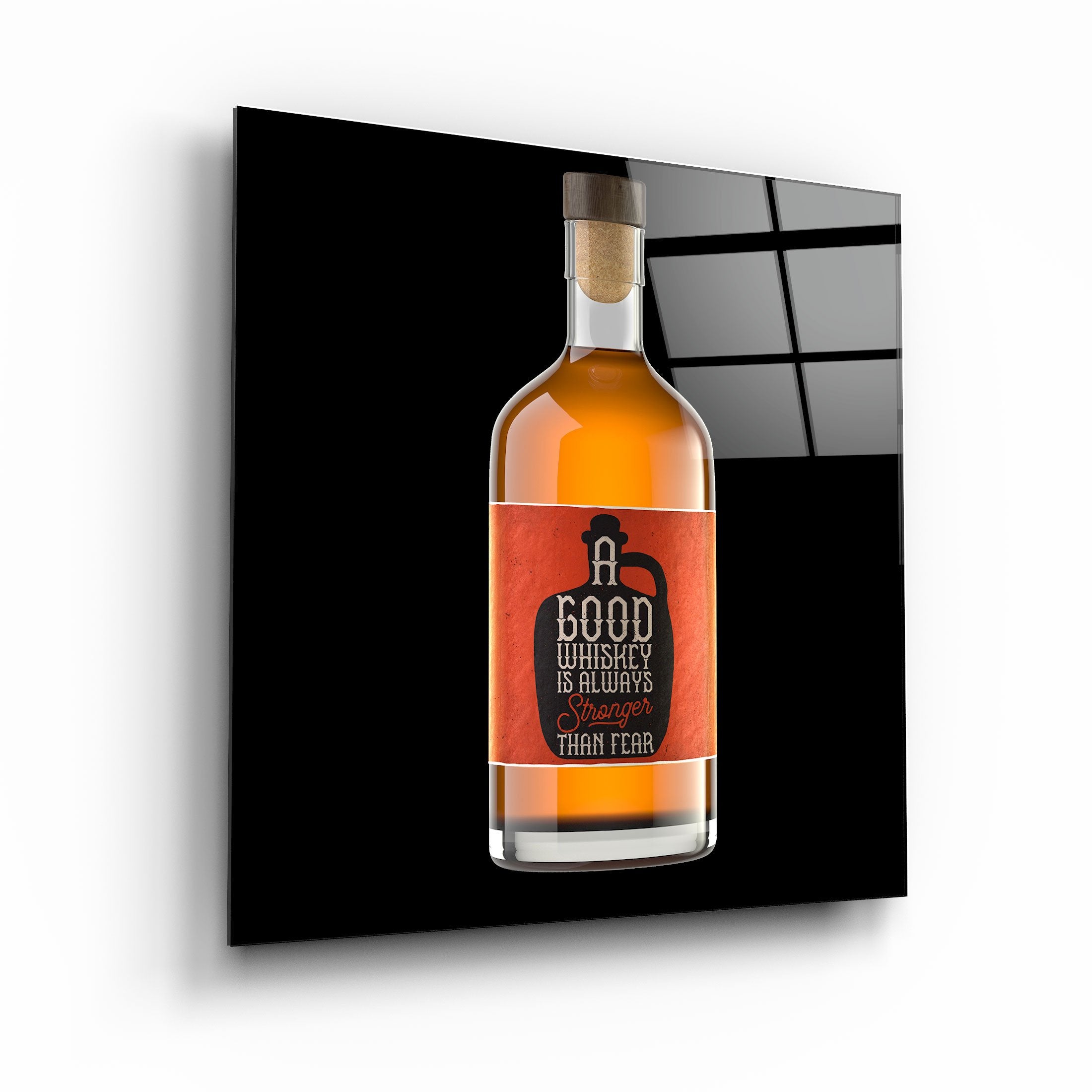 "Bouteille de whisky". Art mural en verre