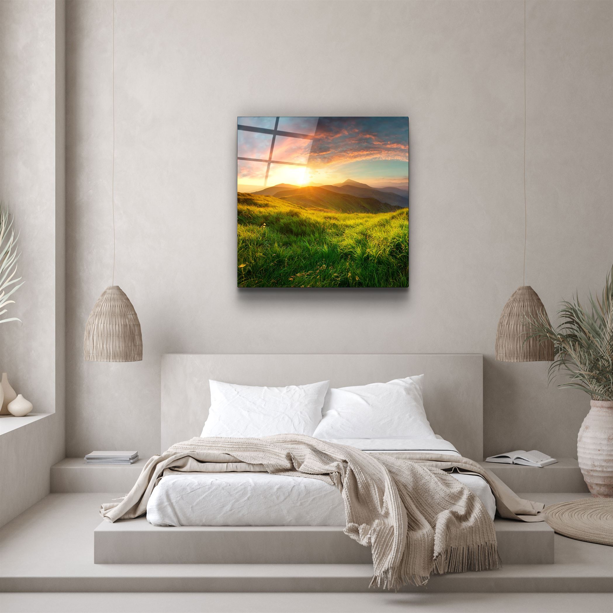 ・"Sunset Mountain"・Art mural en verre