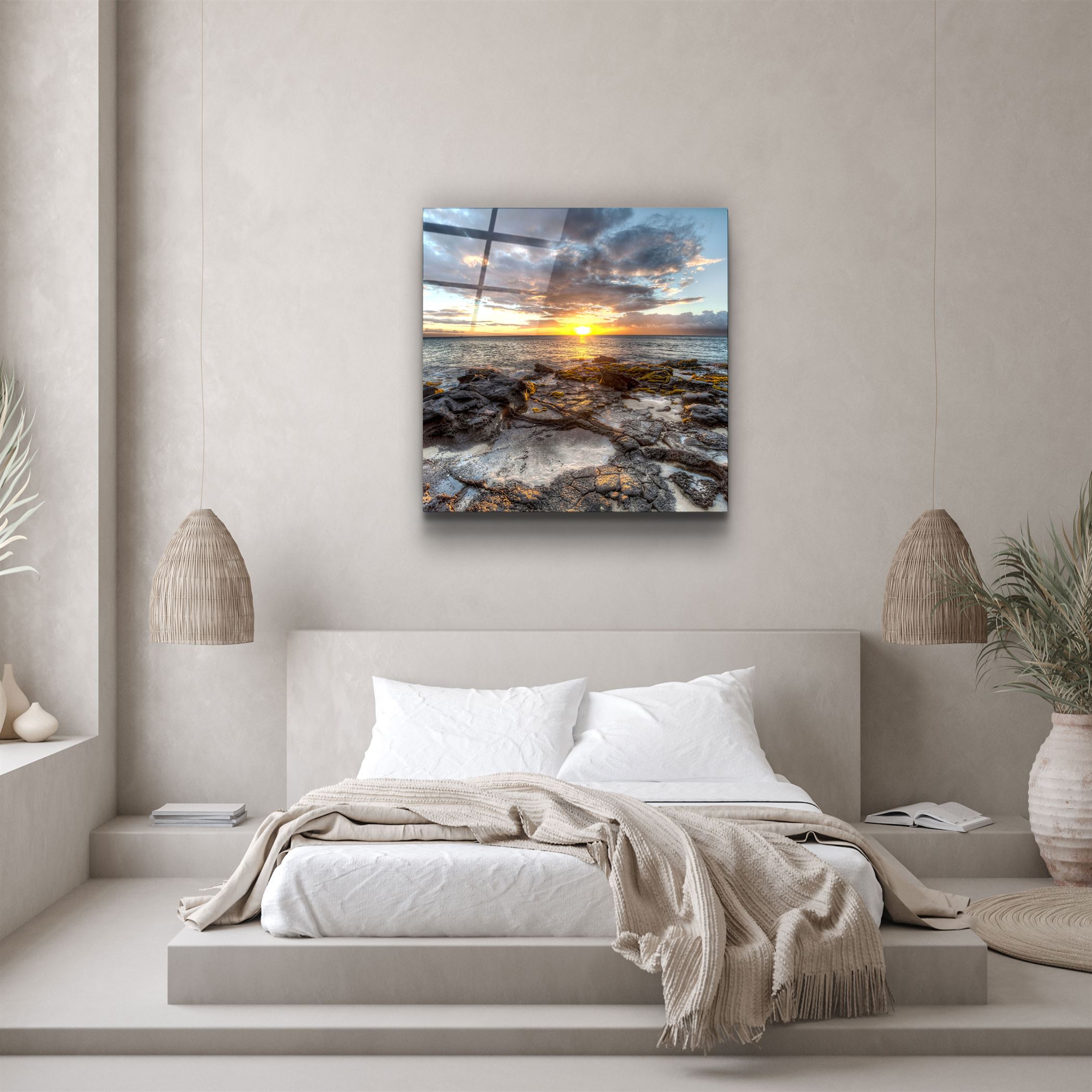 ・"Coucher de soleil sur la mer"・Art mural en verre