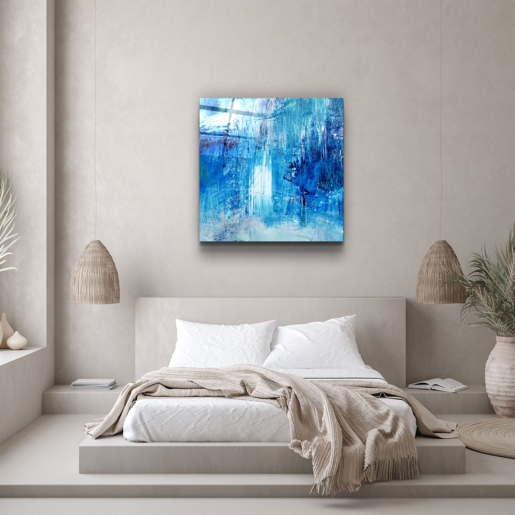 ・"Blue Fall"・Glass Wall Art