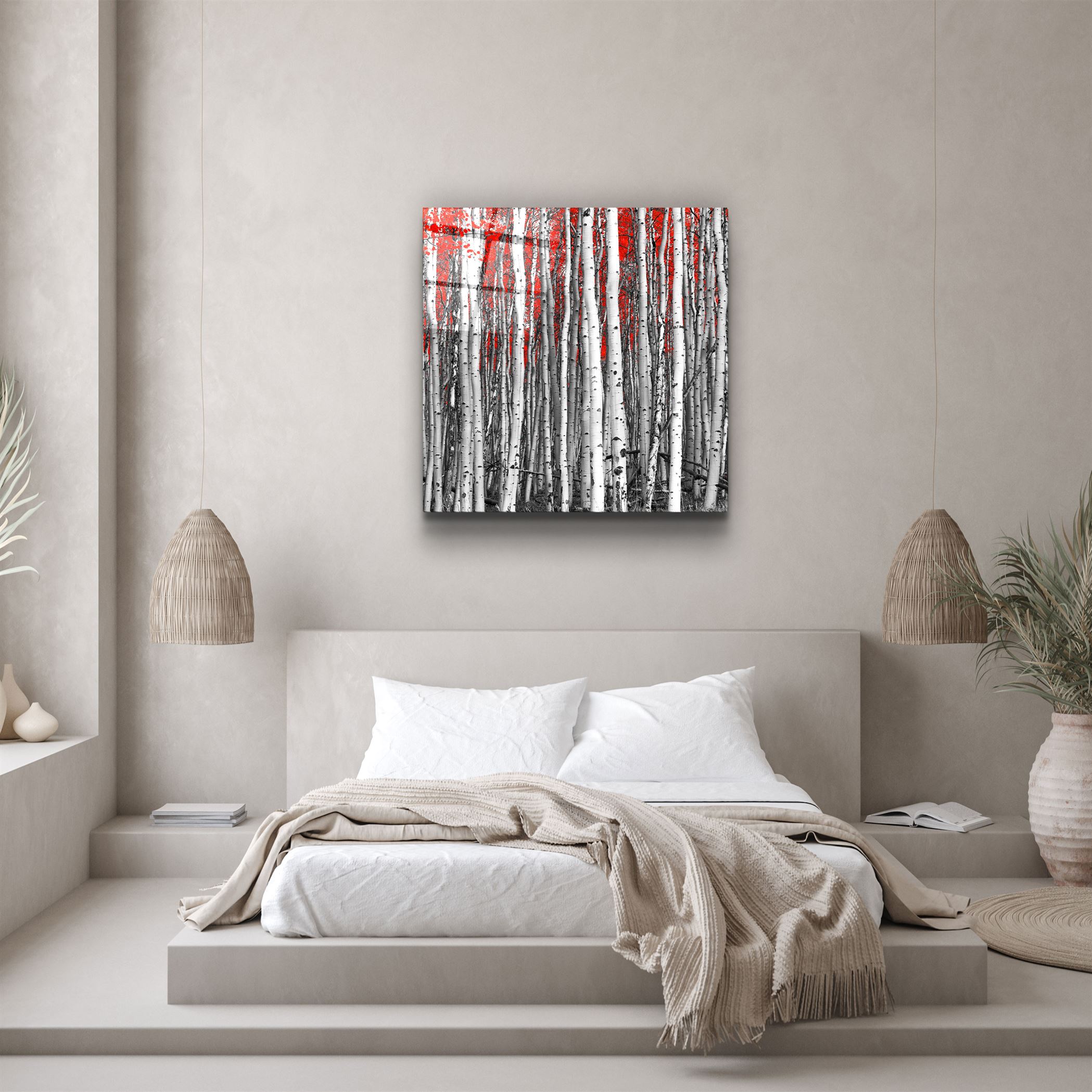 ・"Red Forest"・Glass Wall Art