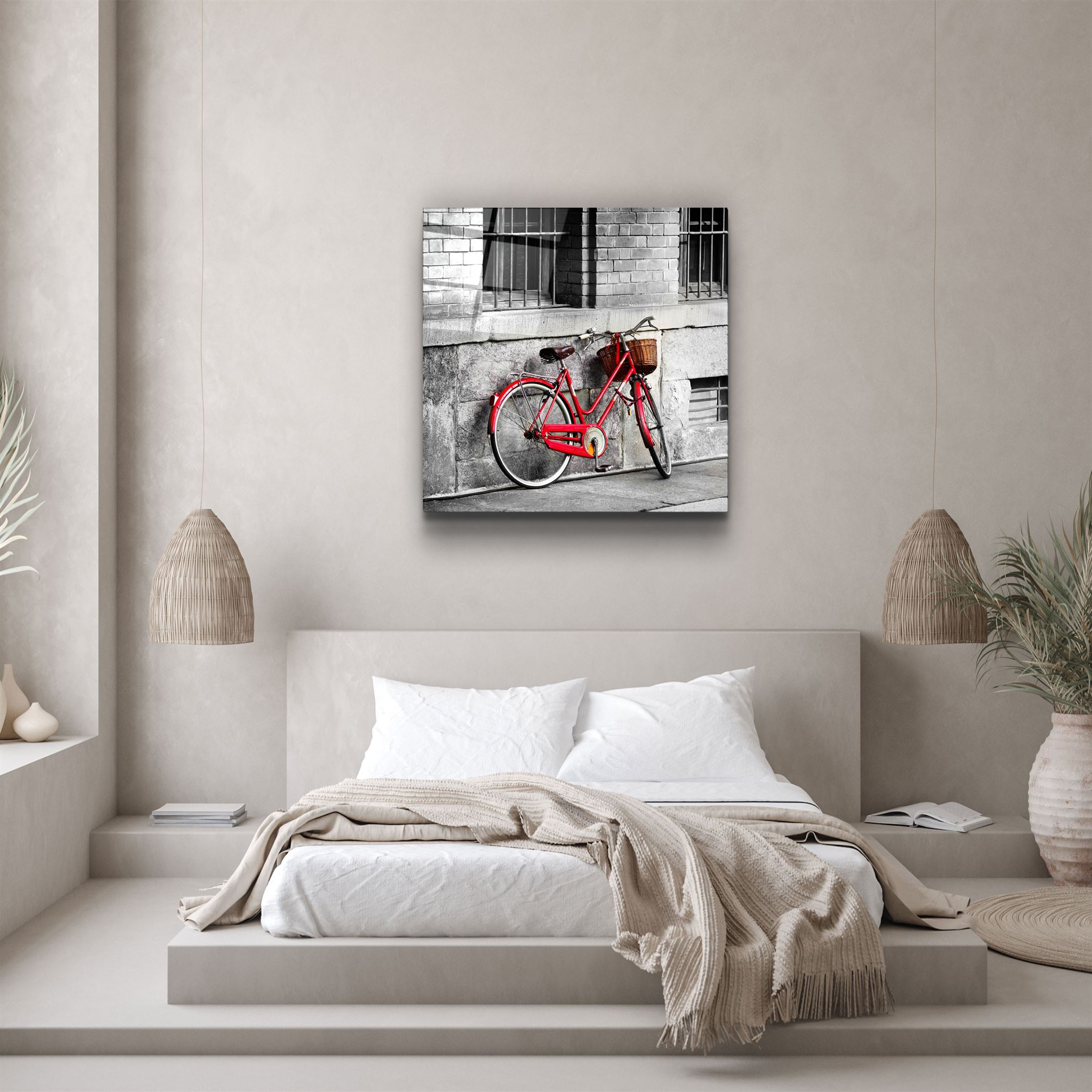 ・"Red Bicycle"・Glass Wall Art