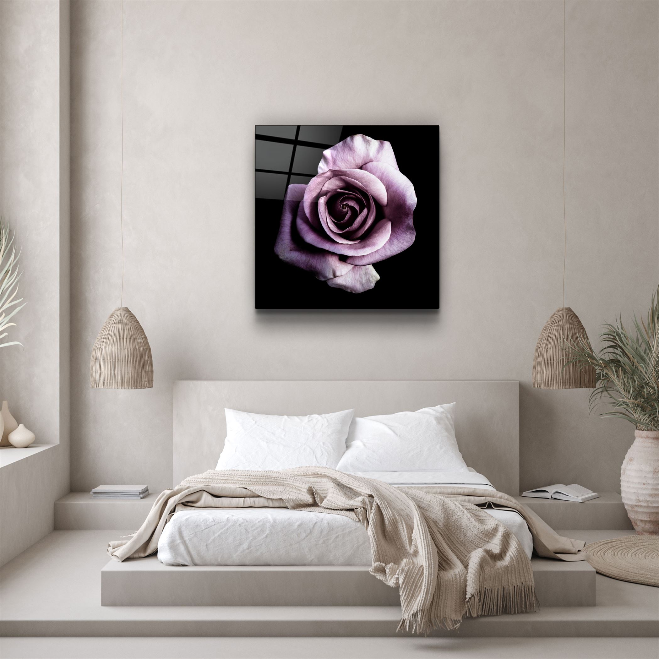 ・"Purple Rose"・Glass Wall Art