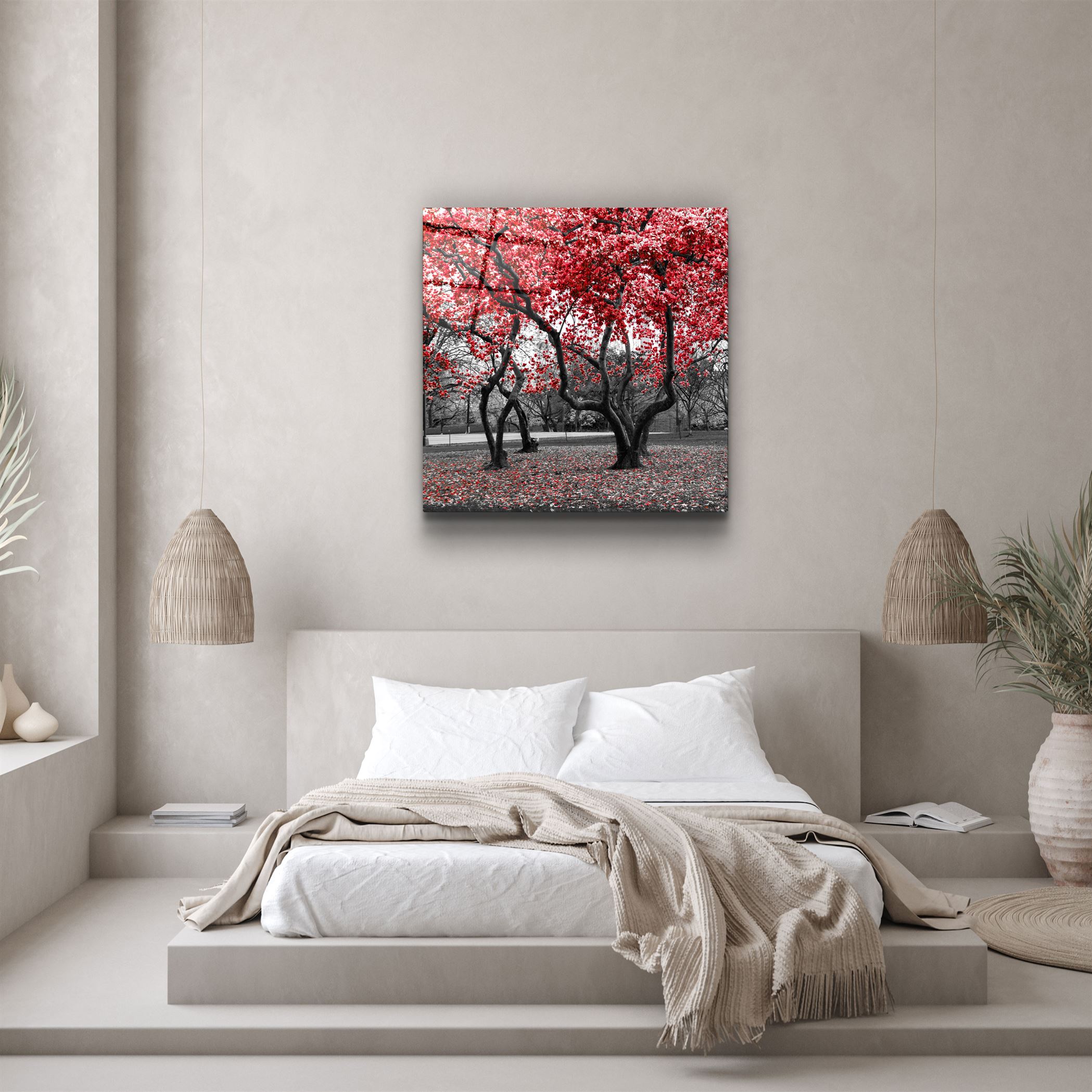 ・"Red Tree"・Glass Wall Art