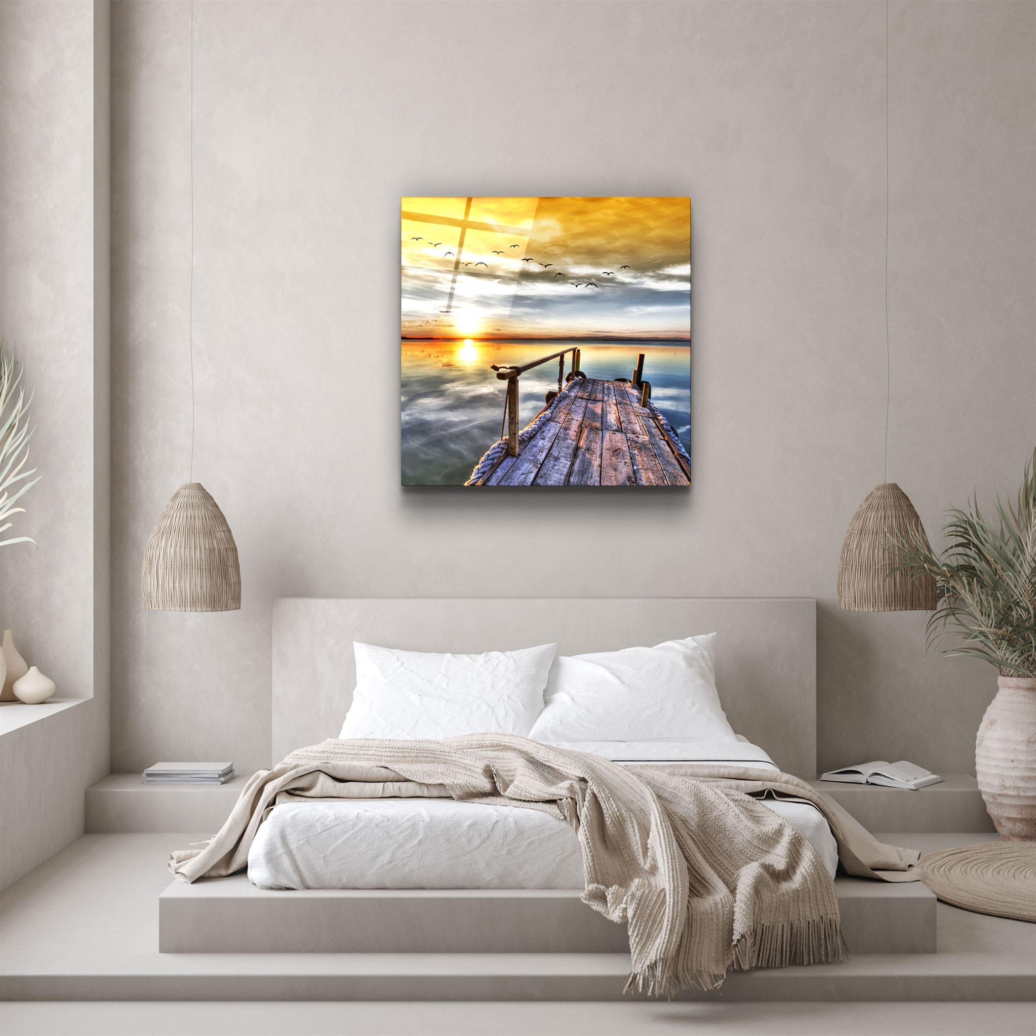 ・"Paysage au coucher du soleil"・Art mural en verre