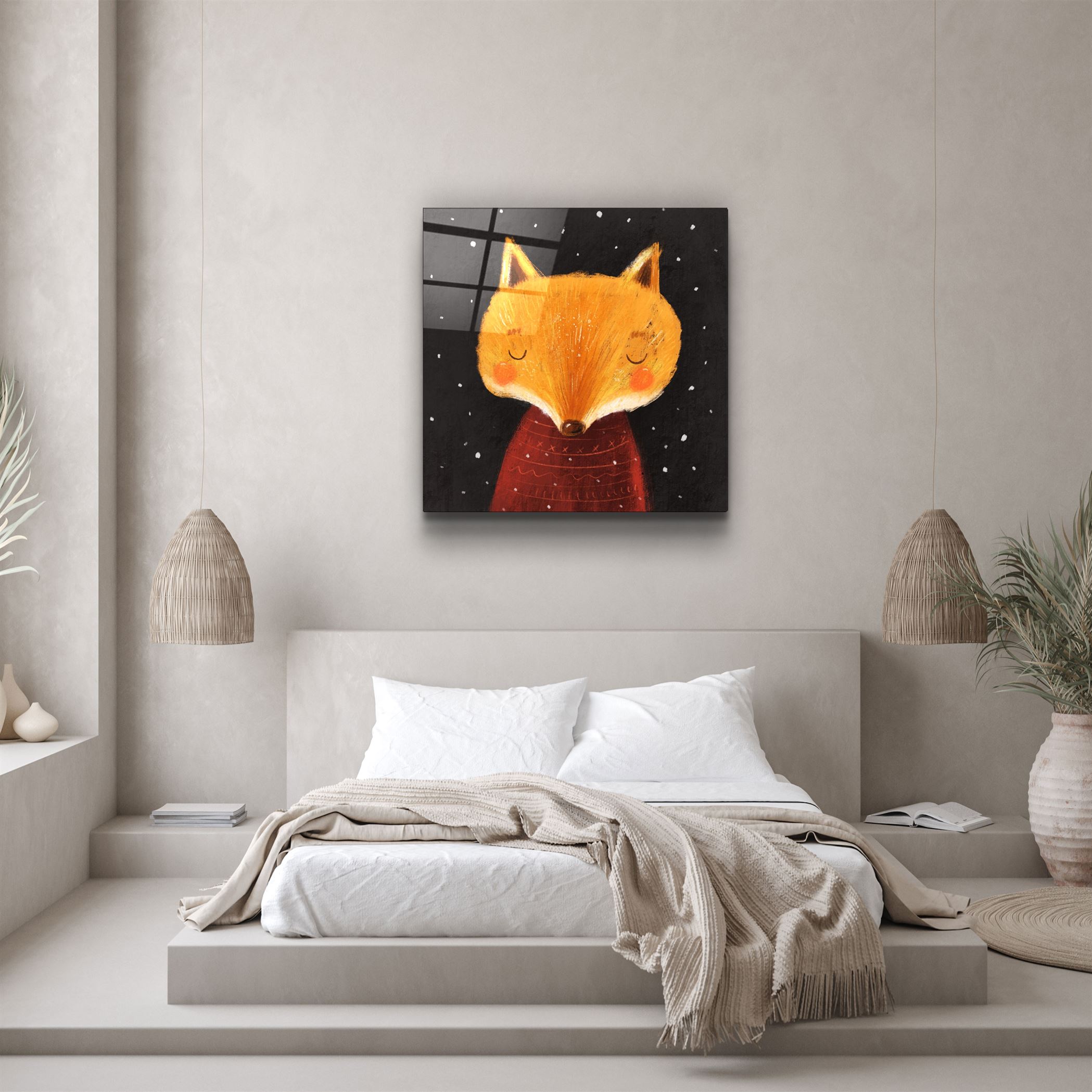 ・"Cute Fox"・Glass Wall Art