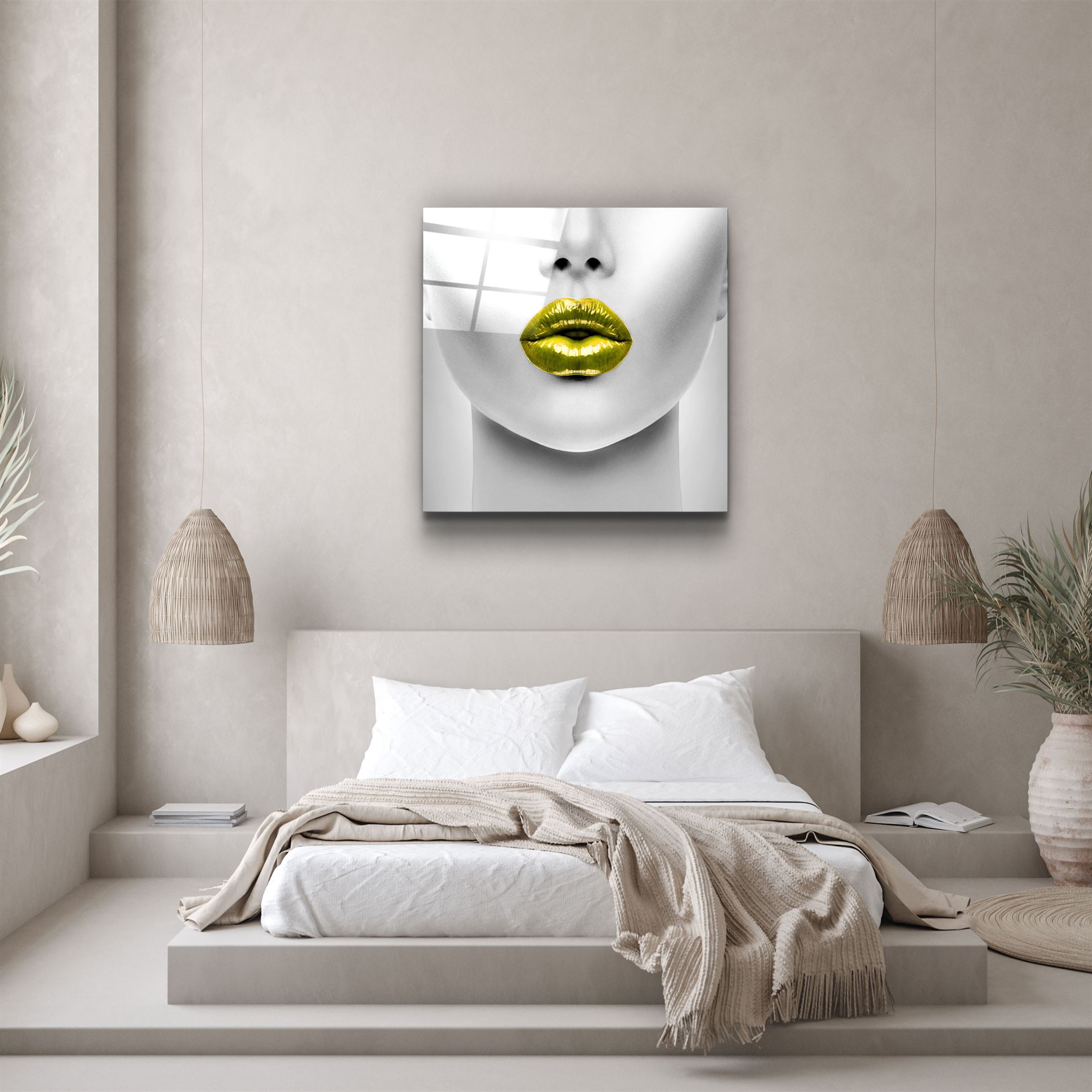 ・"Yellow Lips"・Glass Wall Art