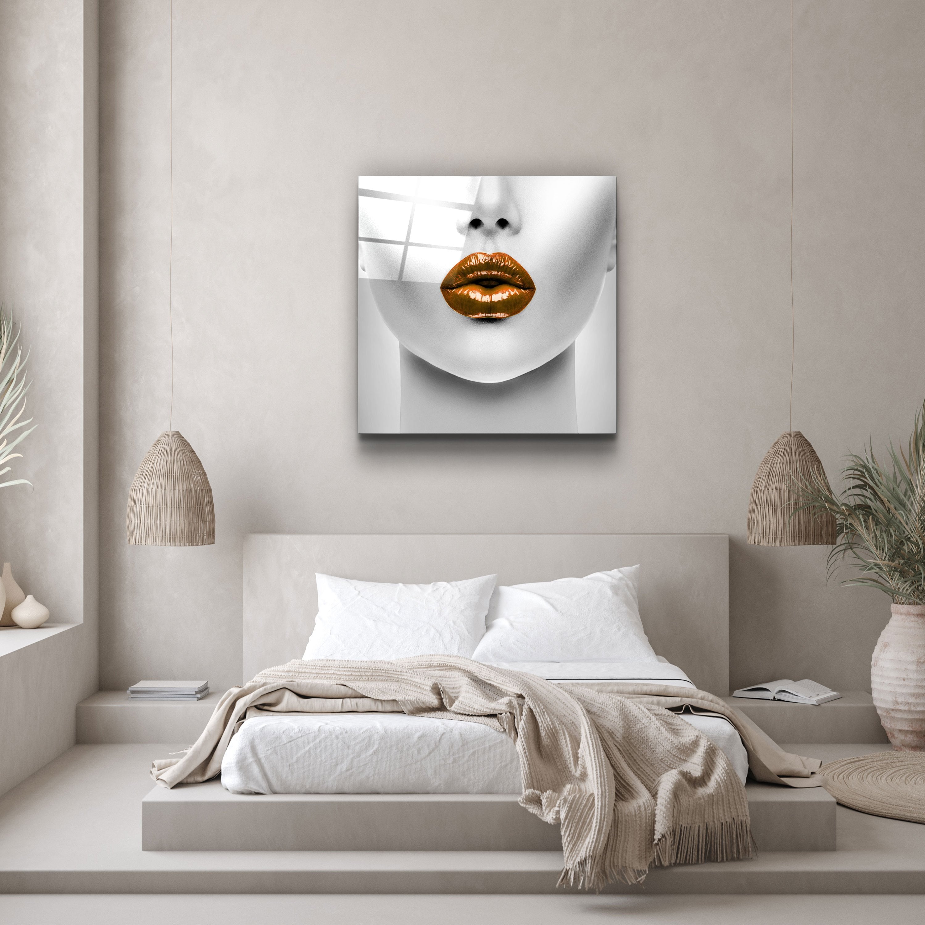 ・"Orange Lips"・Glass Wall Art