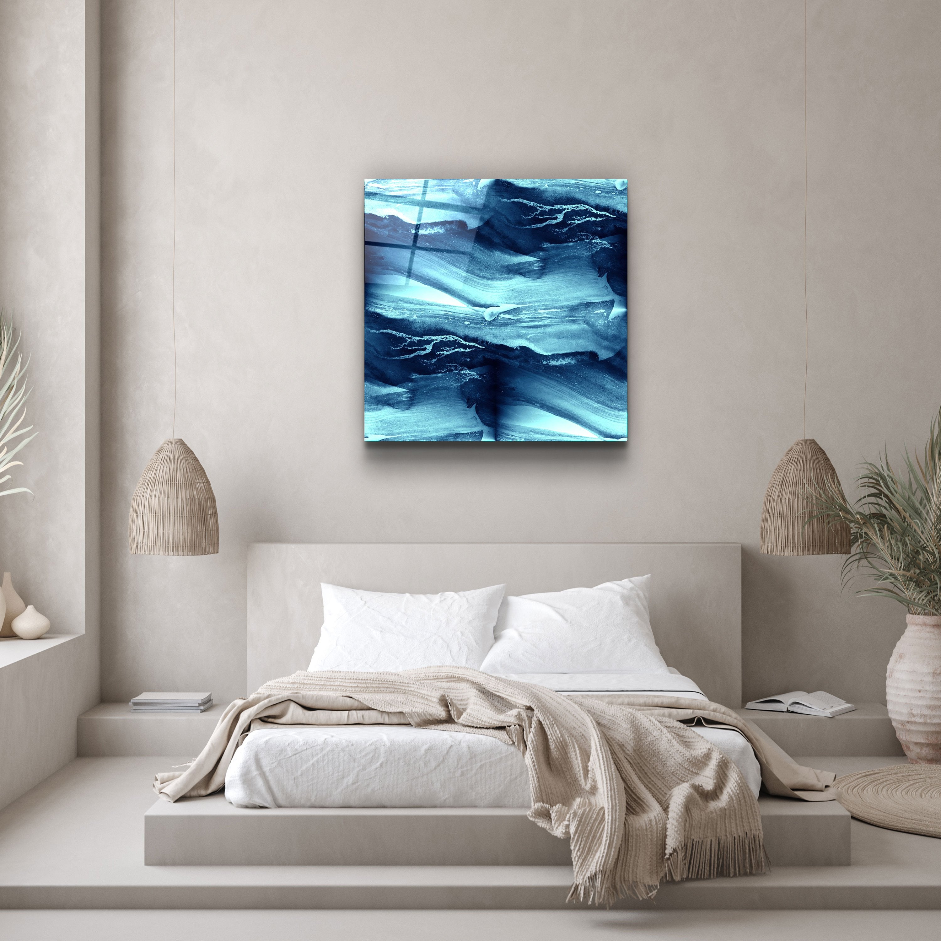 ・"Abstract Waves"・Glass Wall Art