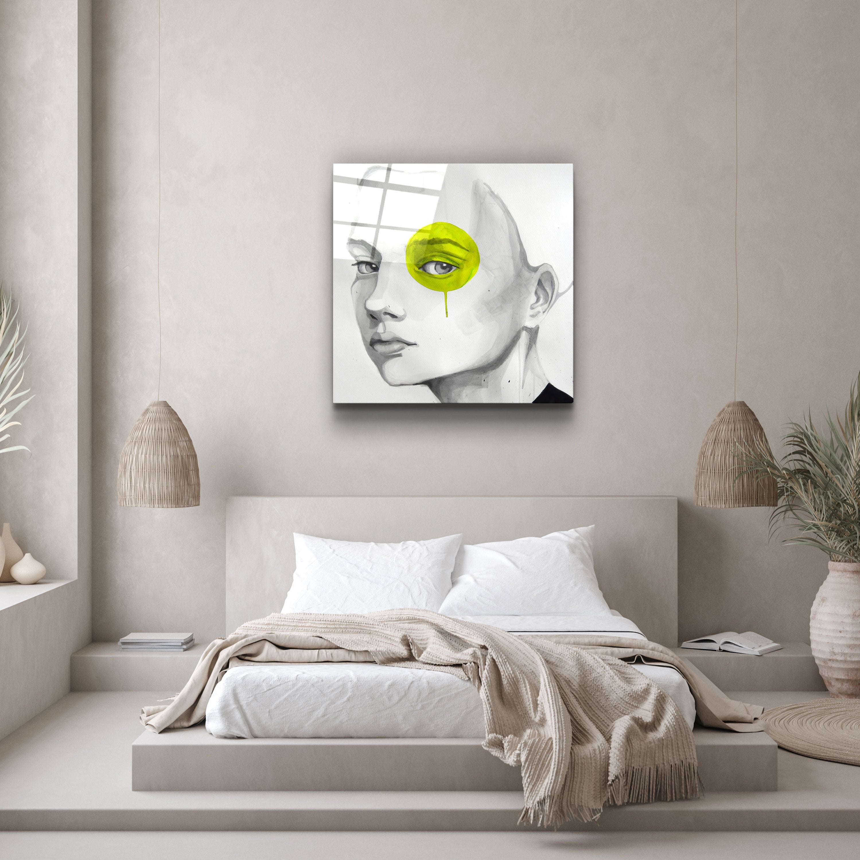 ・"Yellow Eye"・Glass Wall Art