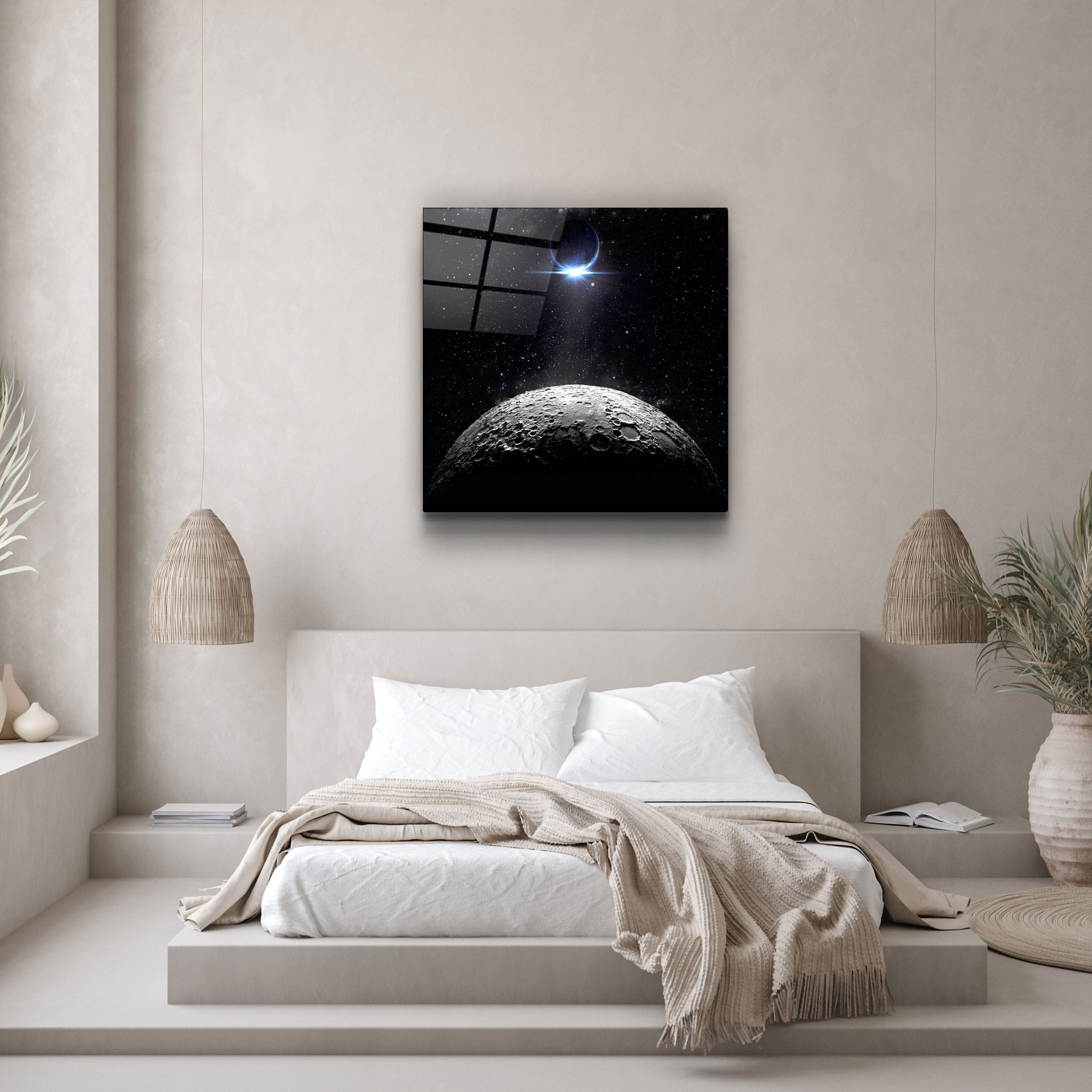 ・"Moon and Earth"・Glass Wall Art