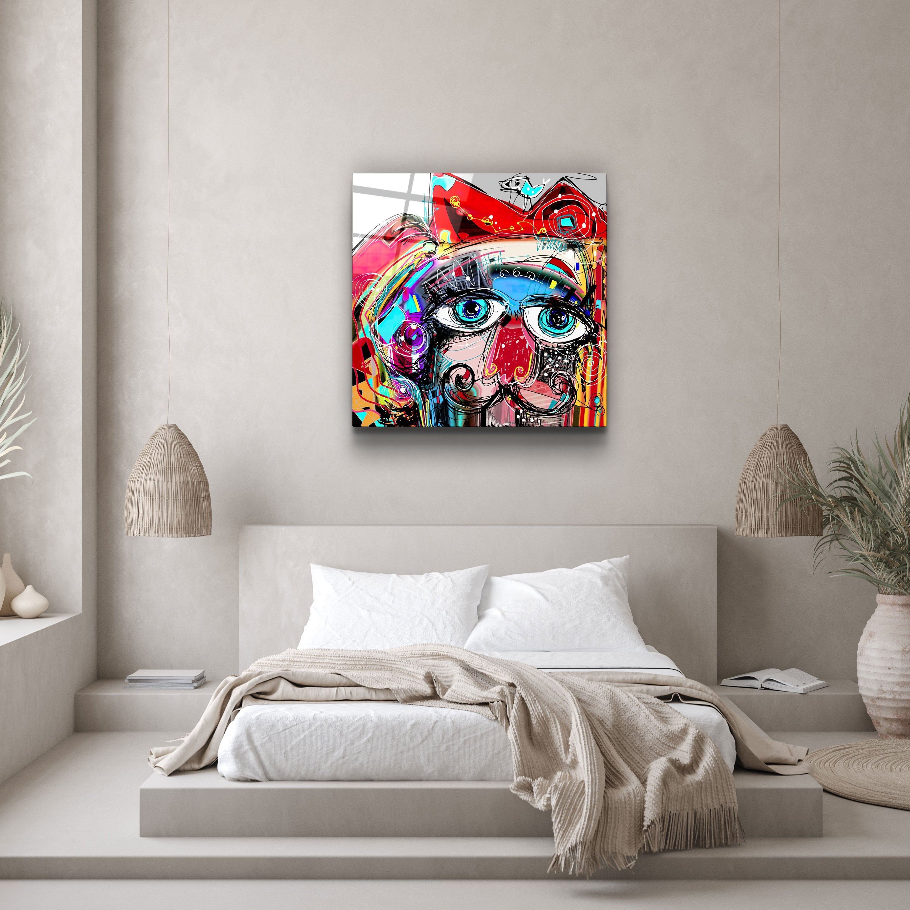 ・"Abstract Colorful Portrait"・Glass Wall Art