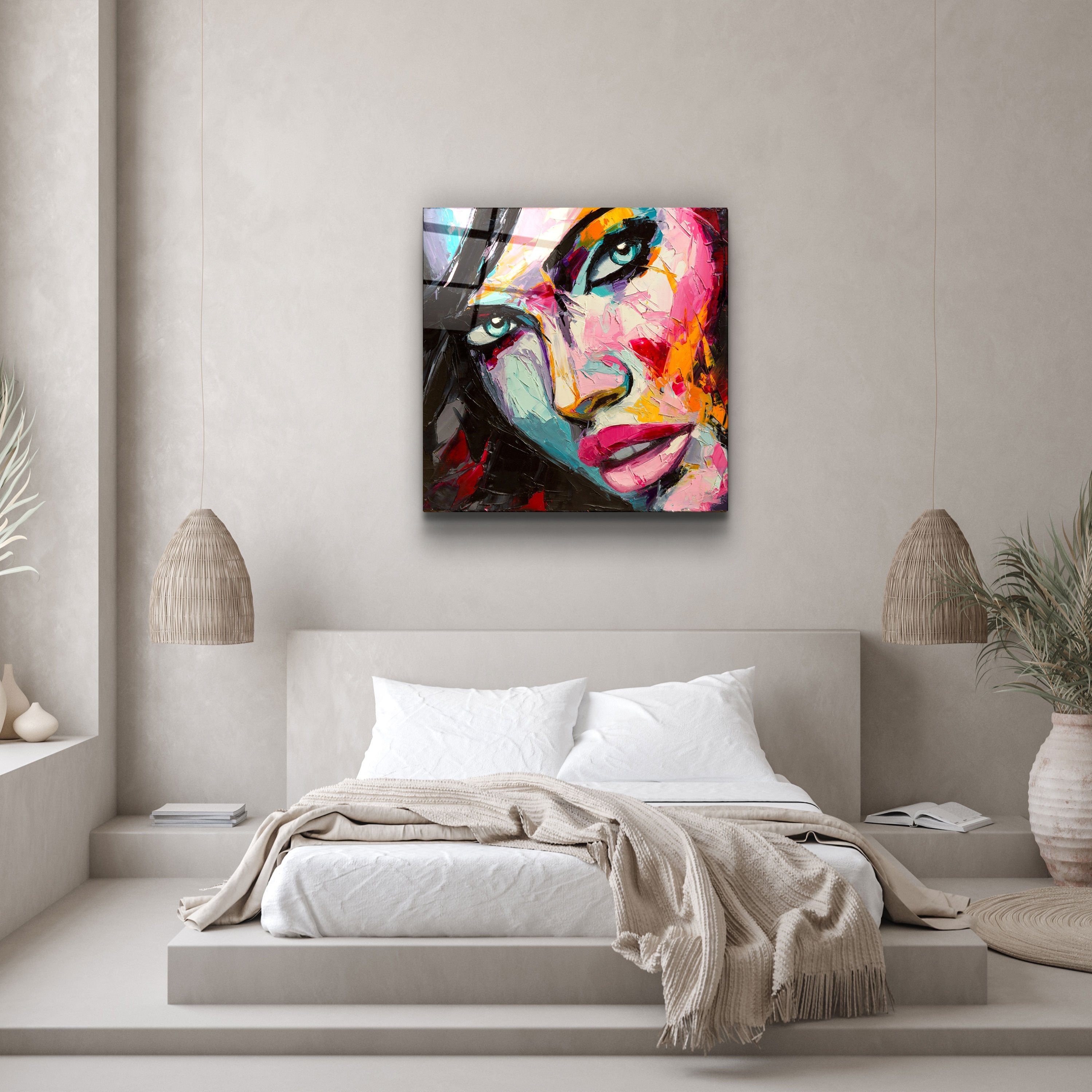 ・"Portrait de femme abstrait V2"・Art mural en verre