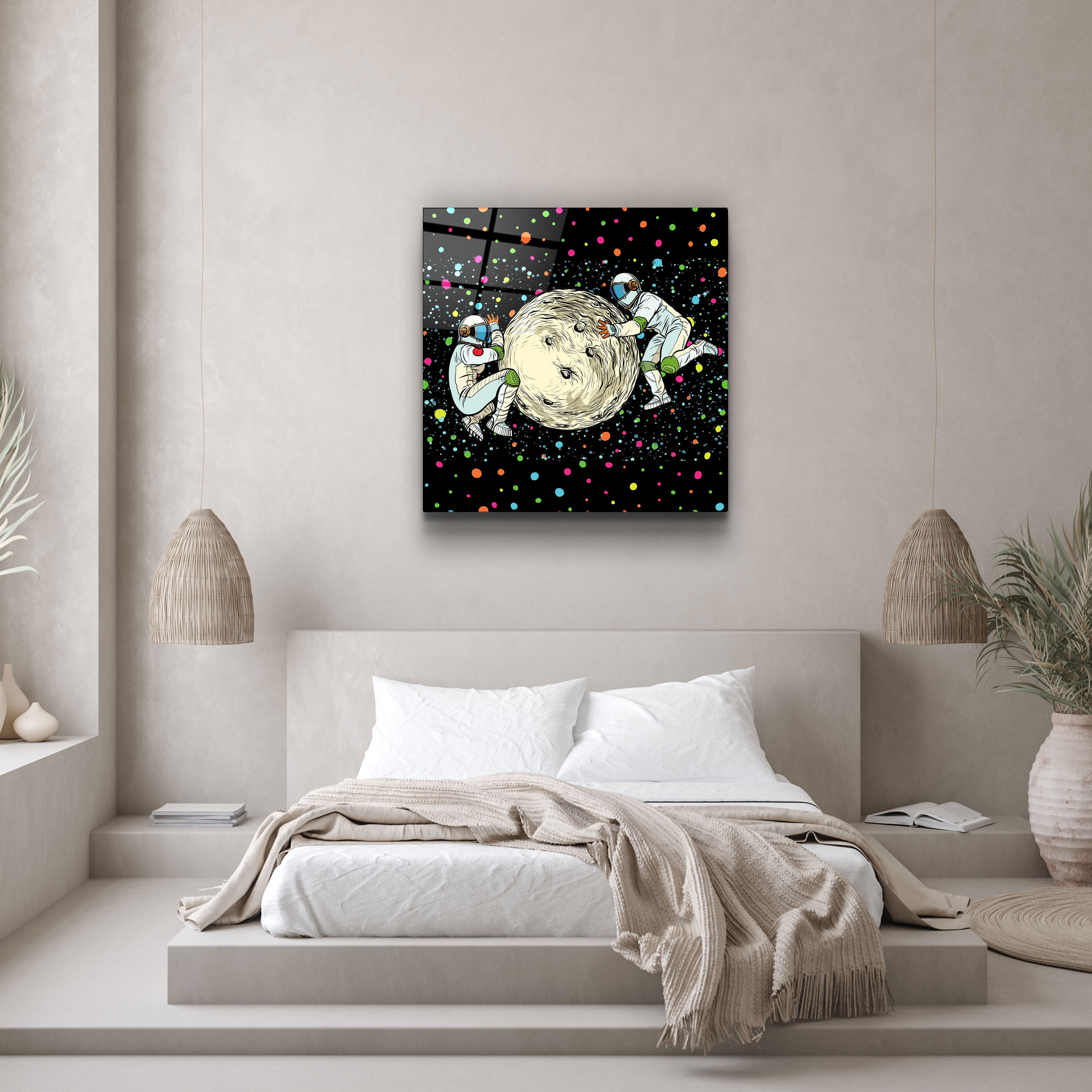 ・"Pushing A Planet"・Glass Wall Art