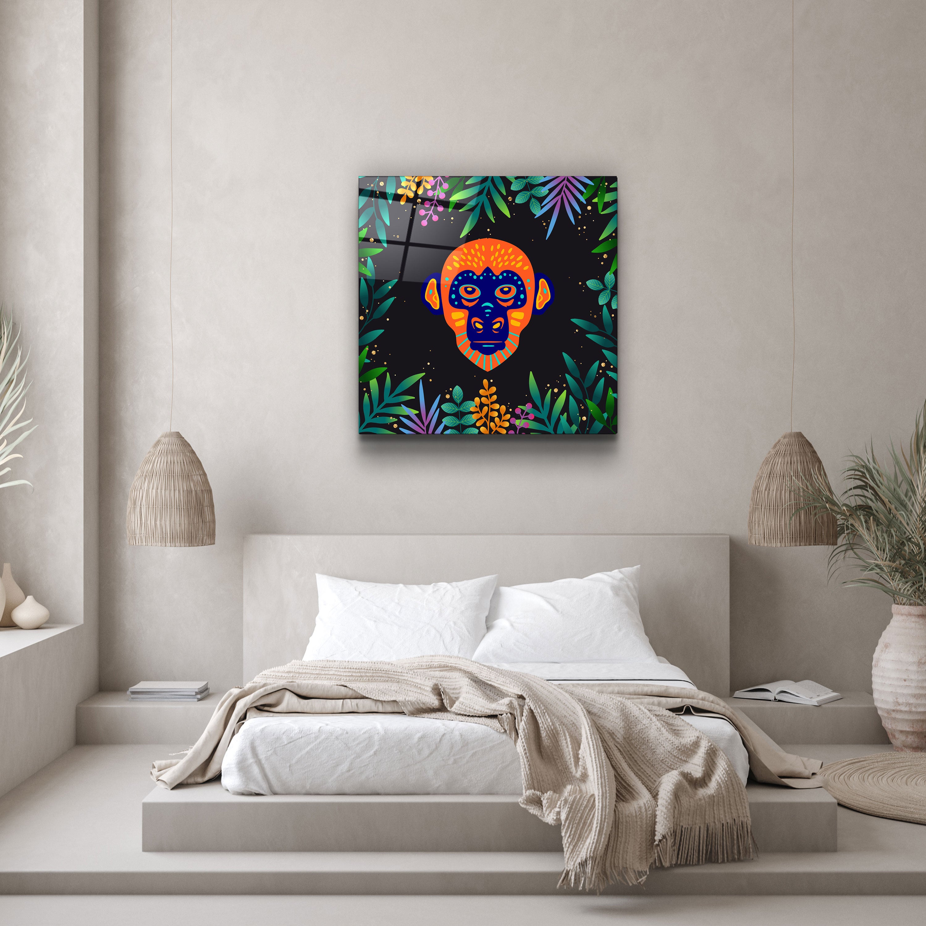 ・"Animal Republic-Monkey"・Designers Collection Glass Wall Art