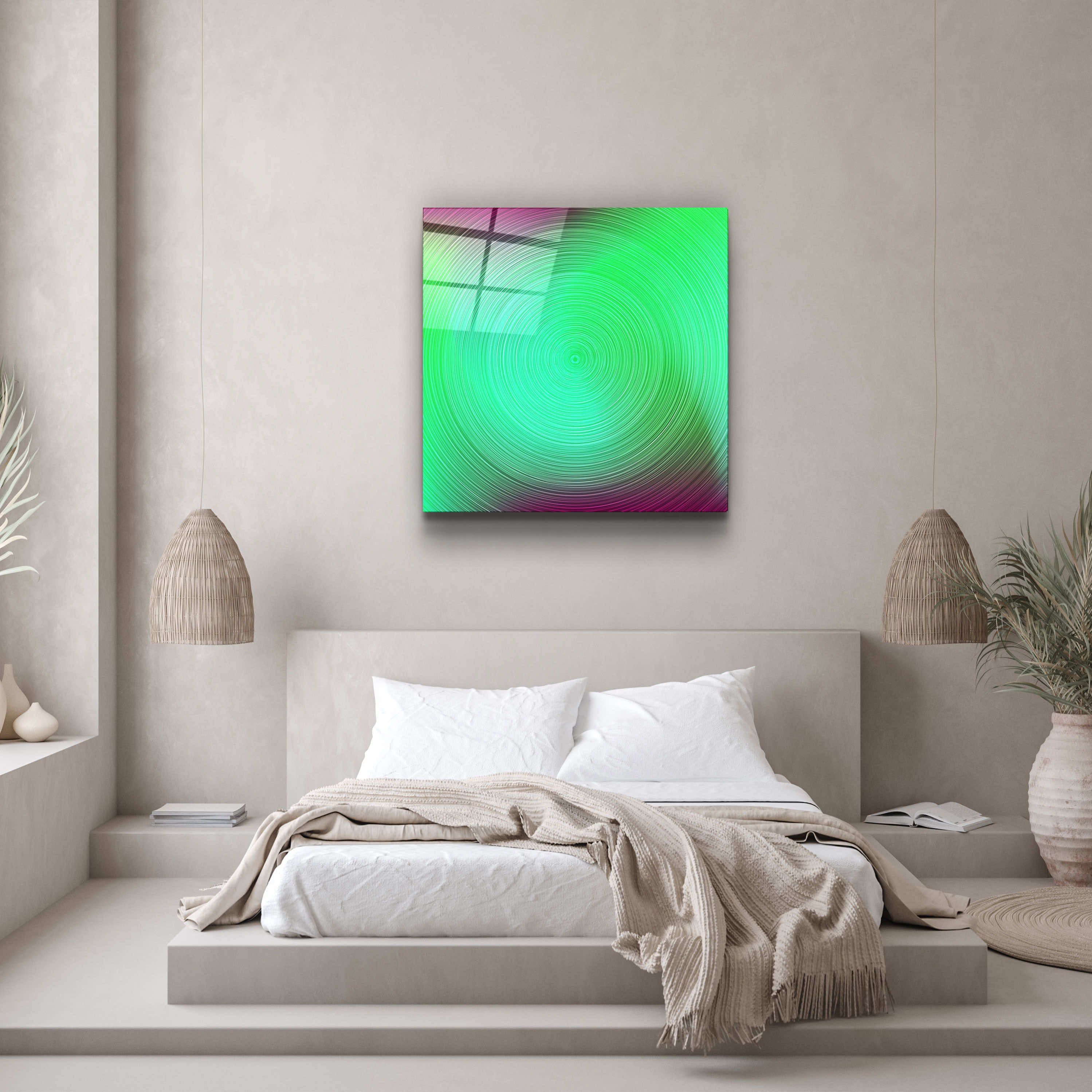 ."Green Hypnosis". Designer's Collection Glass Wall Art