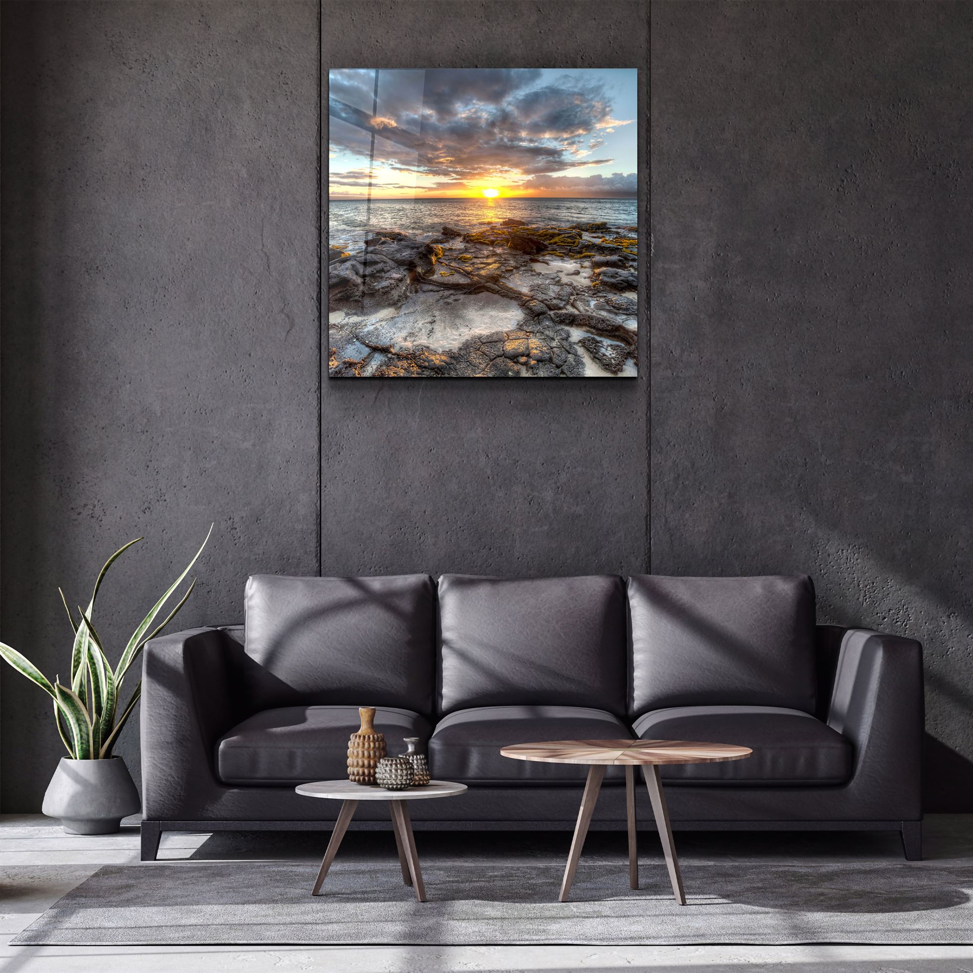 ・"Coucher de soleil sur la mer"・Art mural en verre