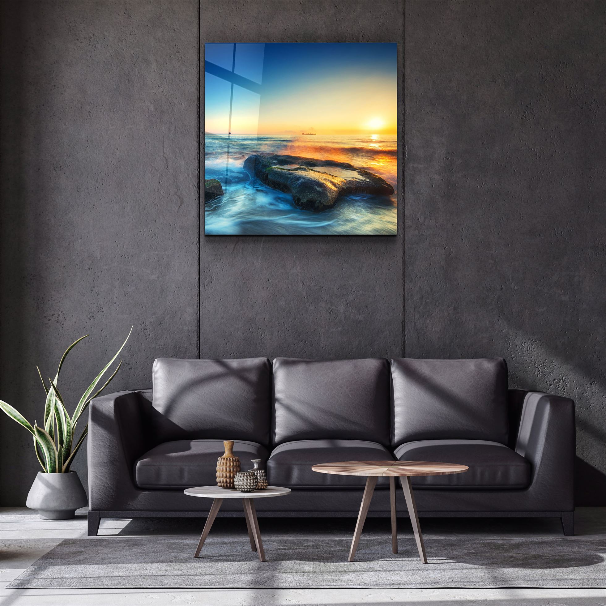 ・"Coucher de soleil"・Art mural en verre