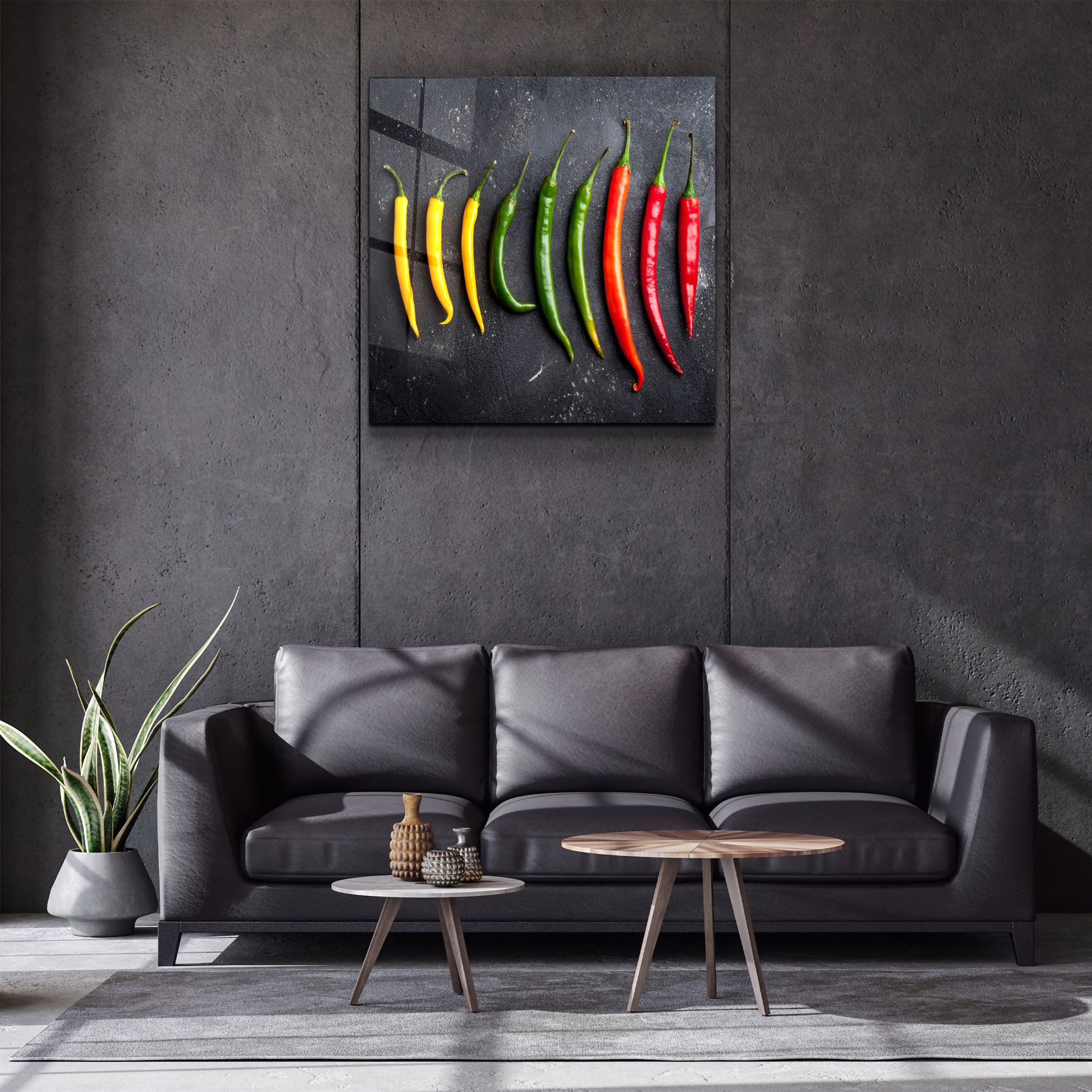 ・"Colorful Peppers"・Glass Wall Art