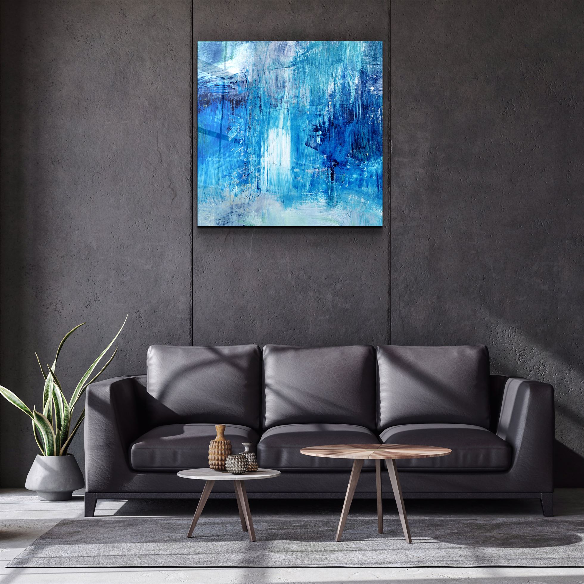 ・"Blue Fall"・Glass Wall Art