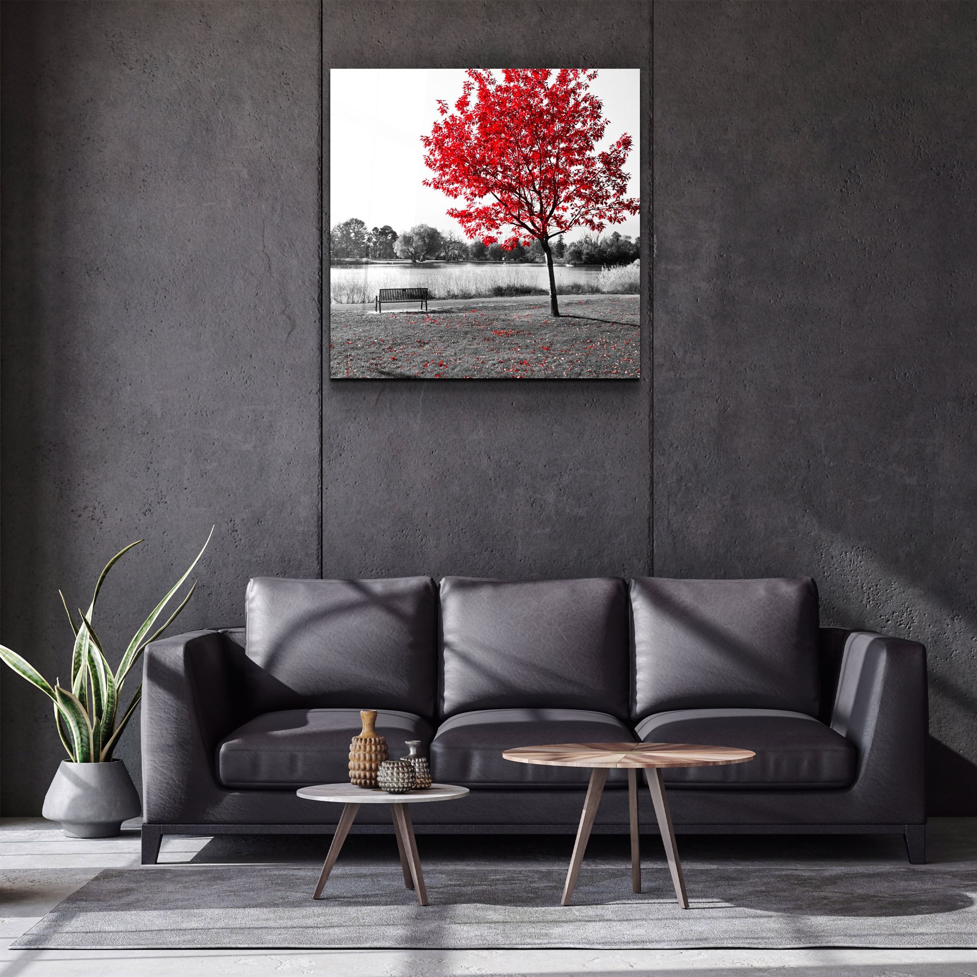 ・"Red Tree"・Glass Wall Art