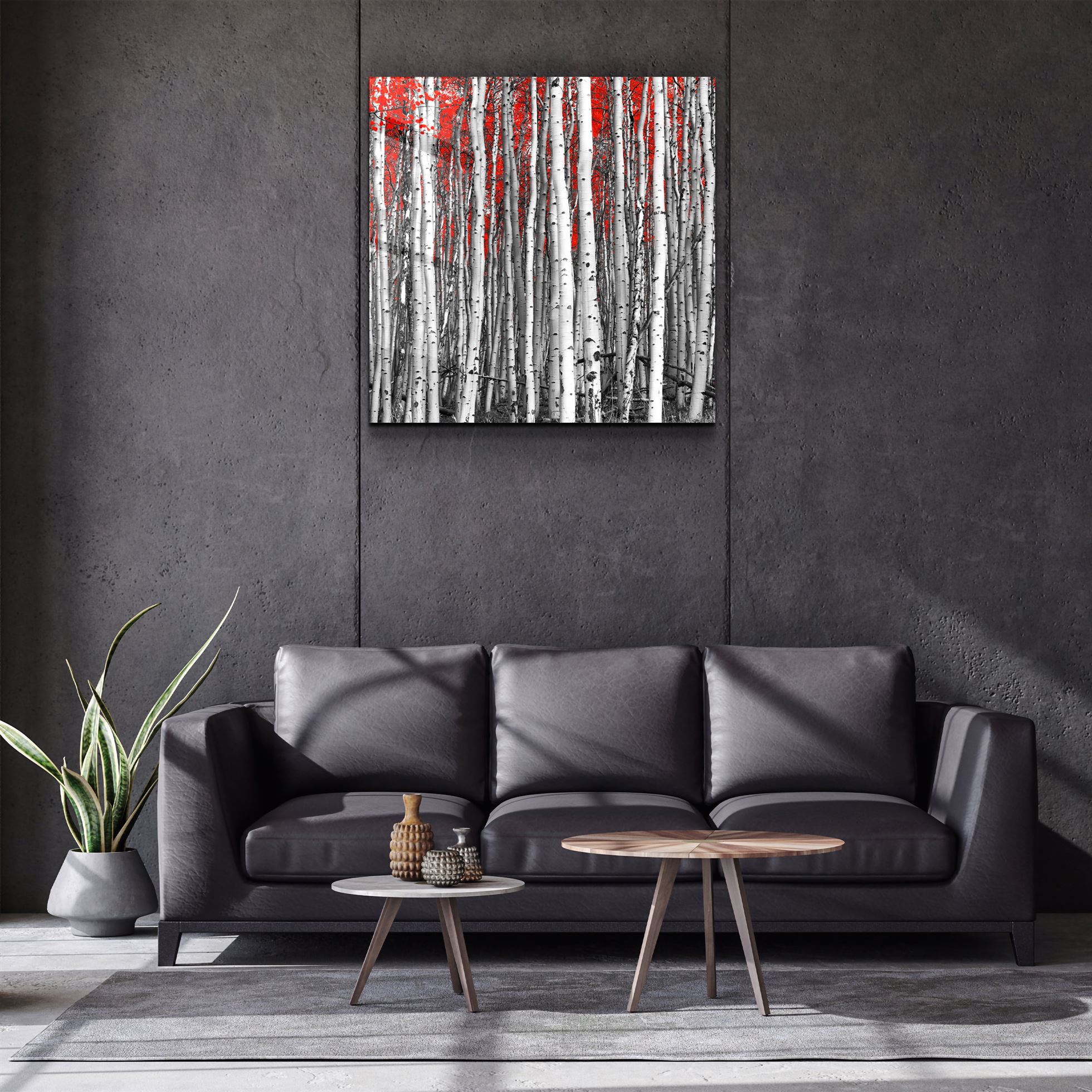 ・"Red Forest"・Glass Wall Art