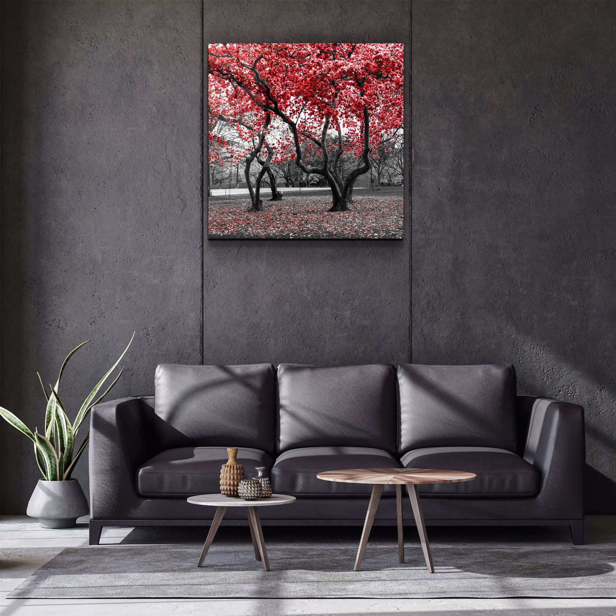 ・"Red Tree"・Glass Wall Art