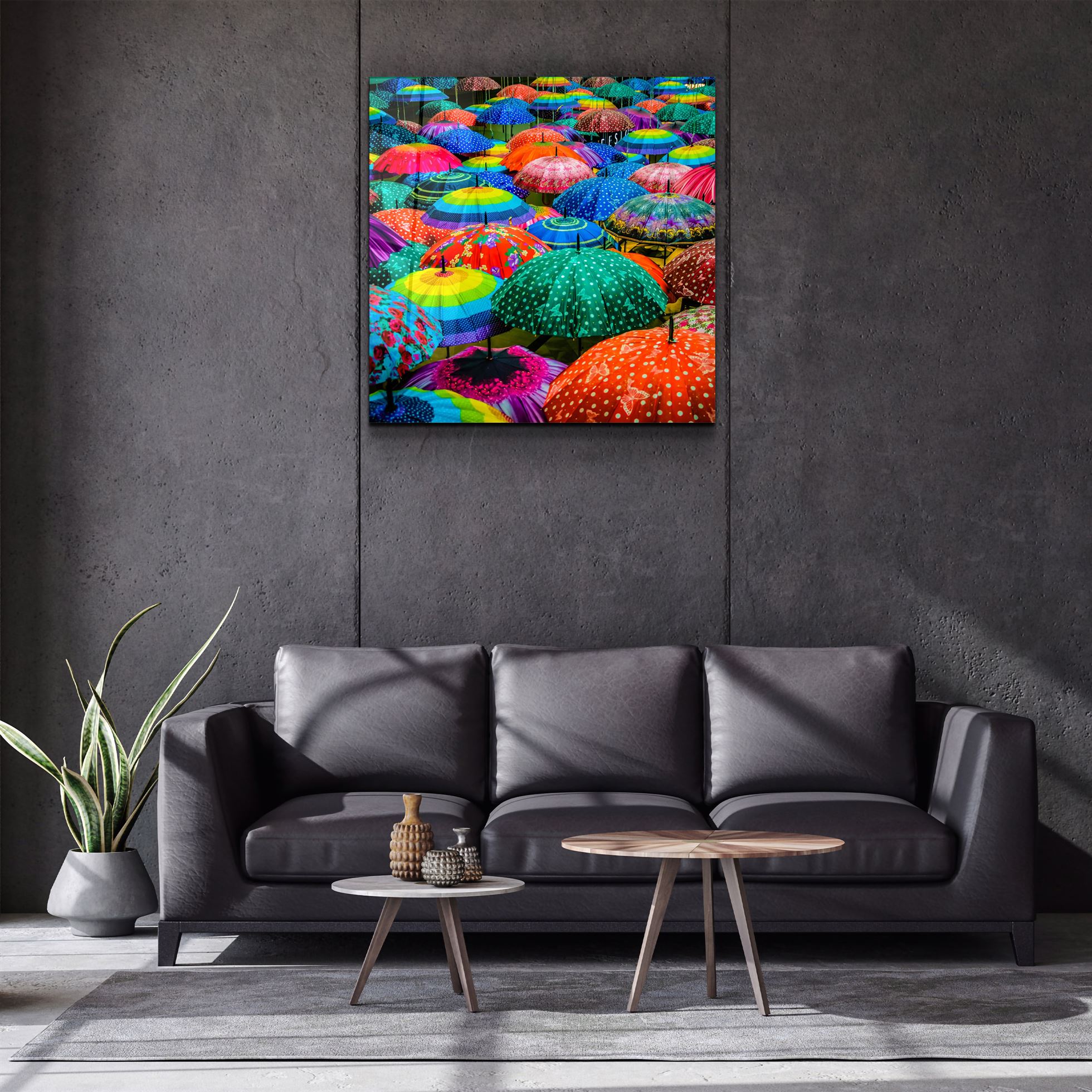 ・"Colorful Umbrellas"・Glass Wall Art