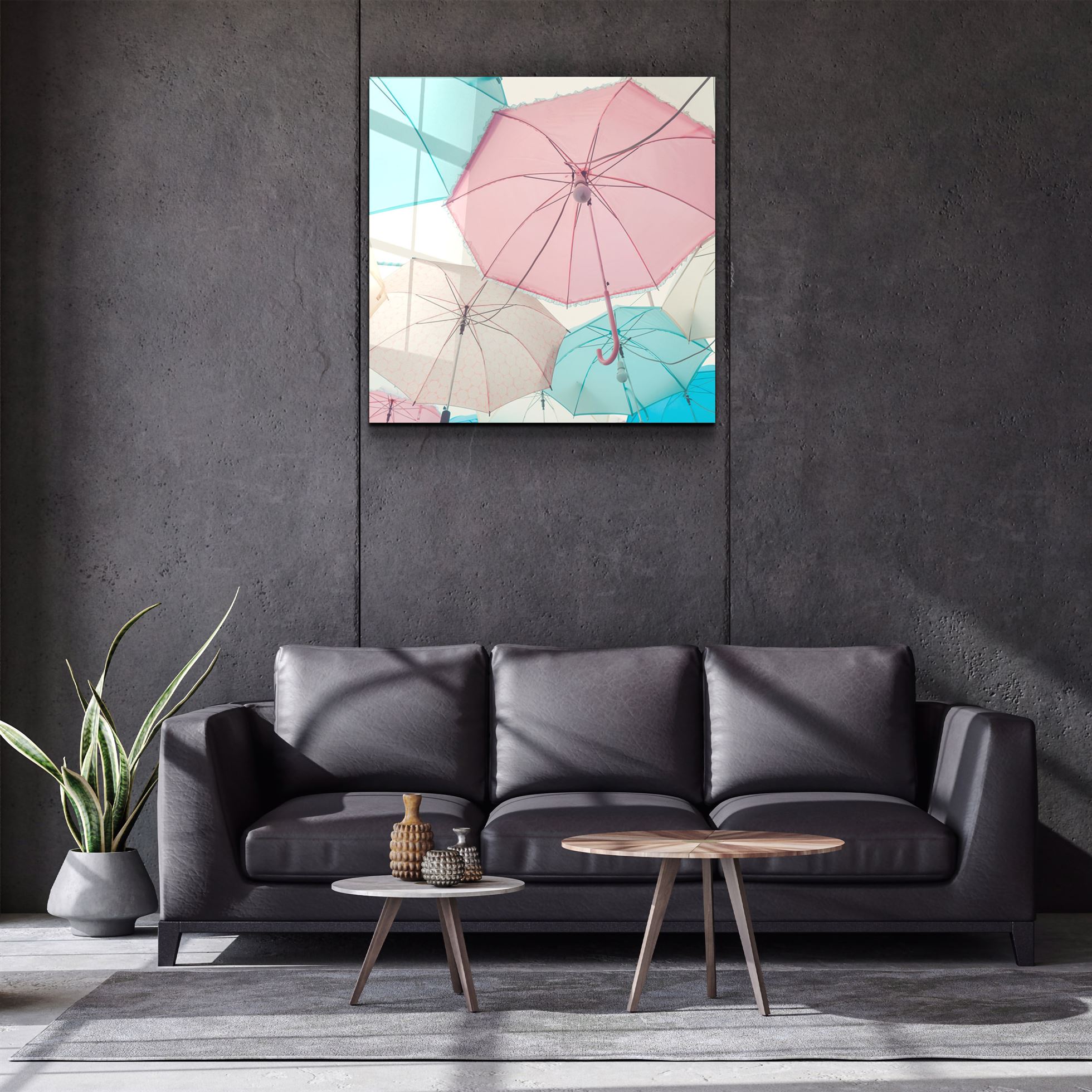 ・"Colorful Umbrellas"・Glass Wall Art