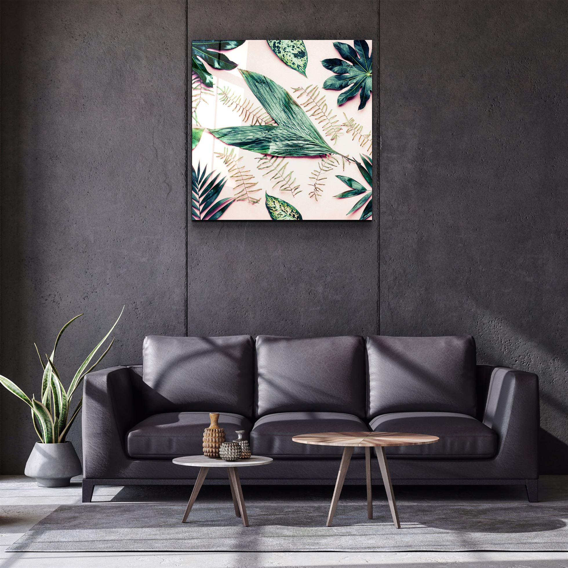 ・"Feuilles tropicales"・Art mural en verre