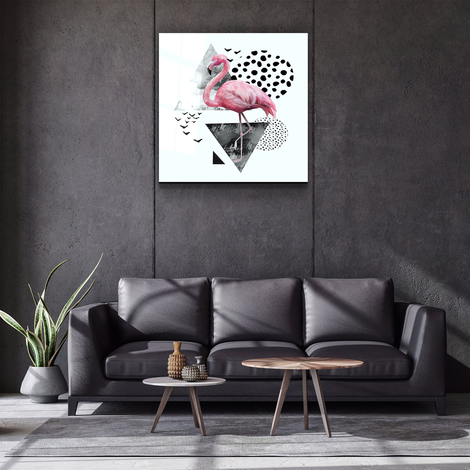 ・"Flamingo"・Glass Wall Art