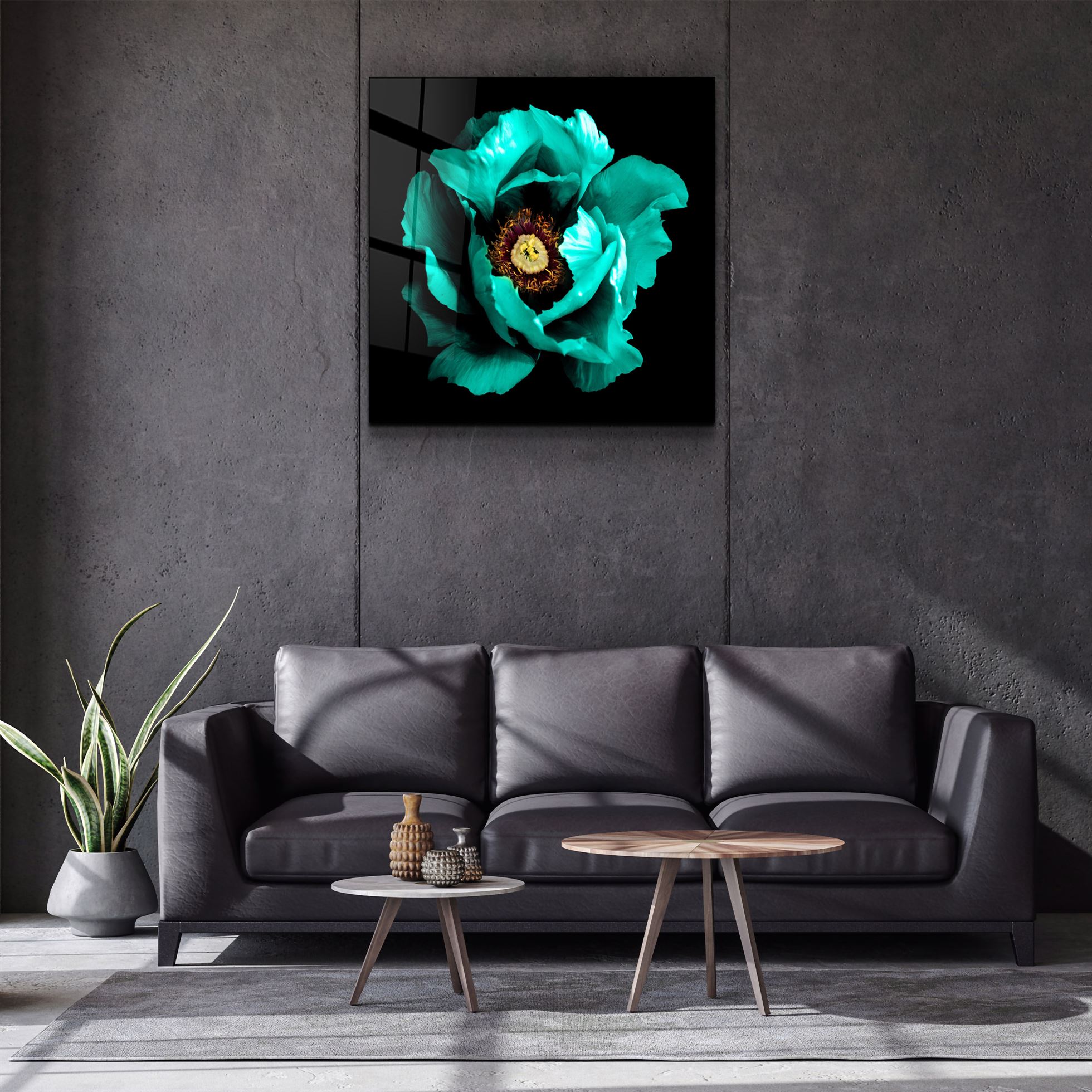 ・« Vert floral »・Art mural en verre