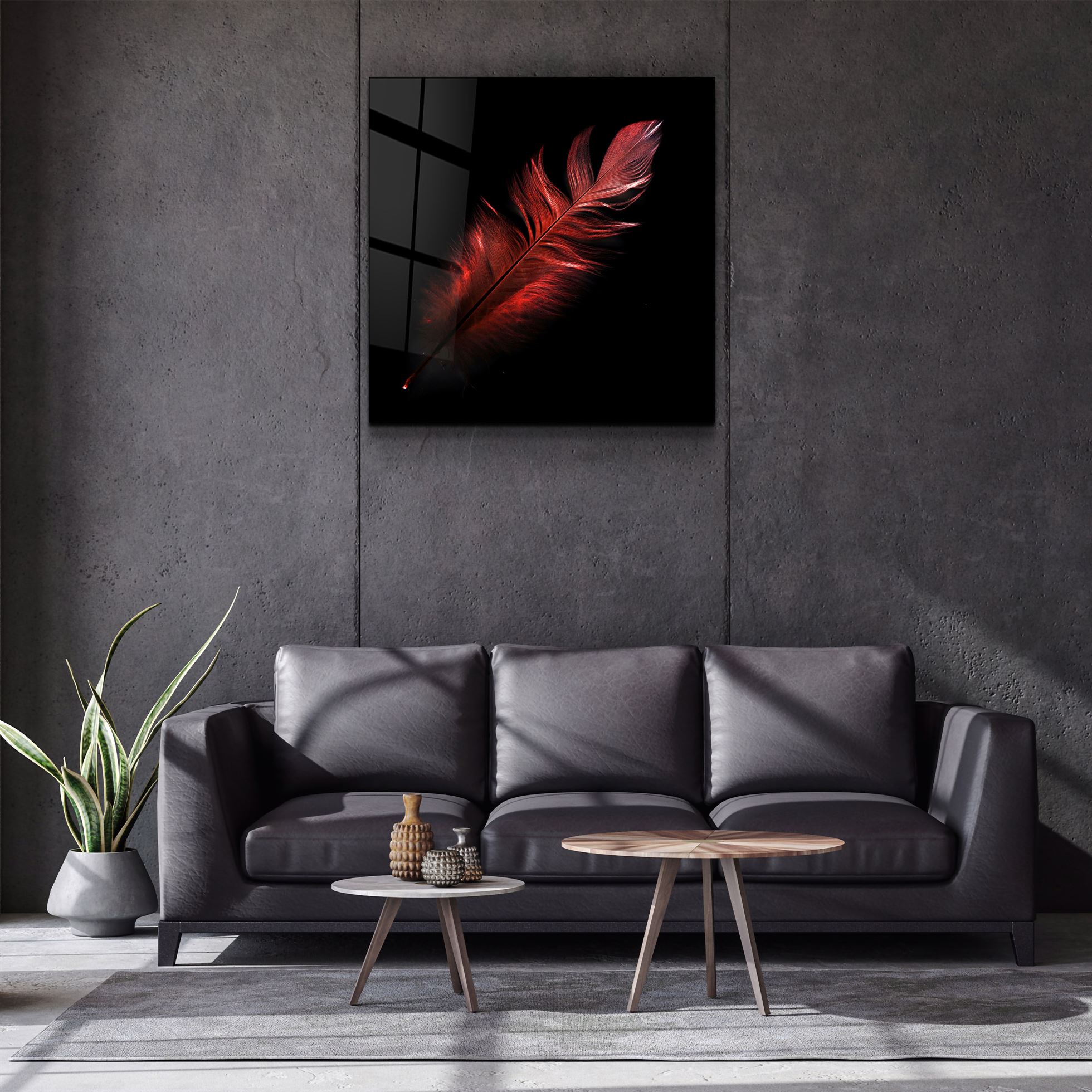 ・"Colorful Feather"・Glass Wall Art