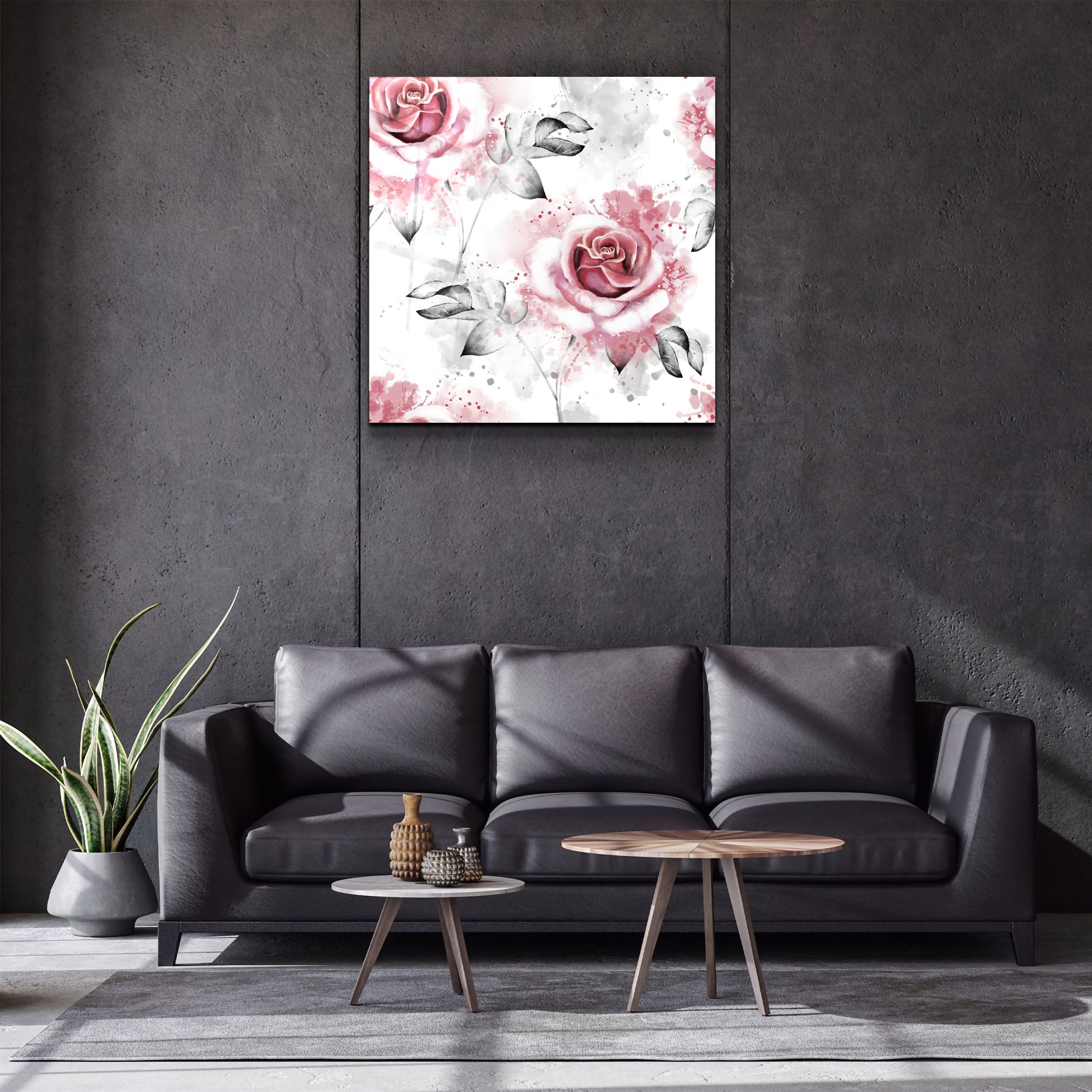 ・"Pink rose"・Glass Wall Art