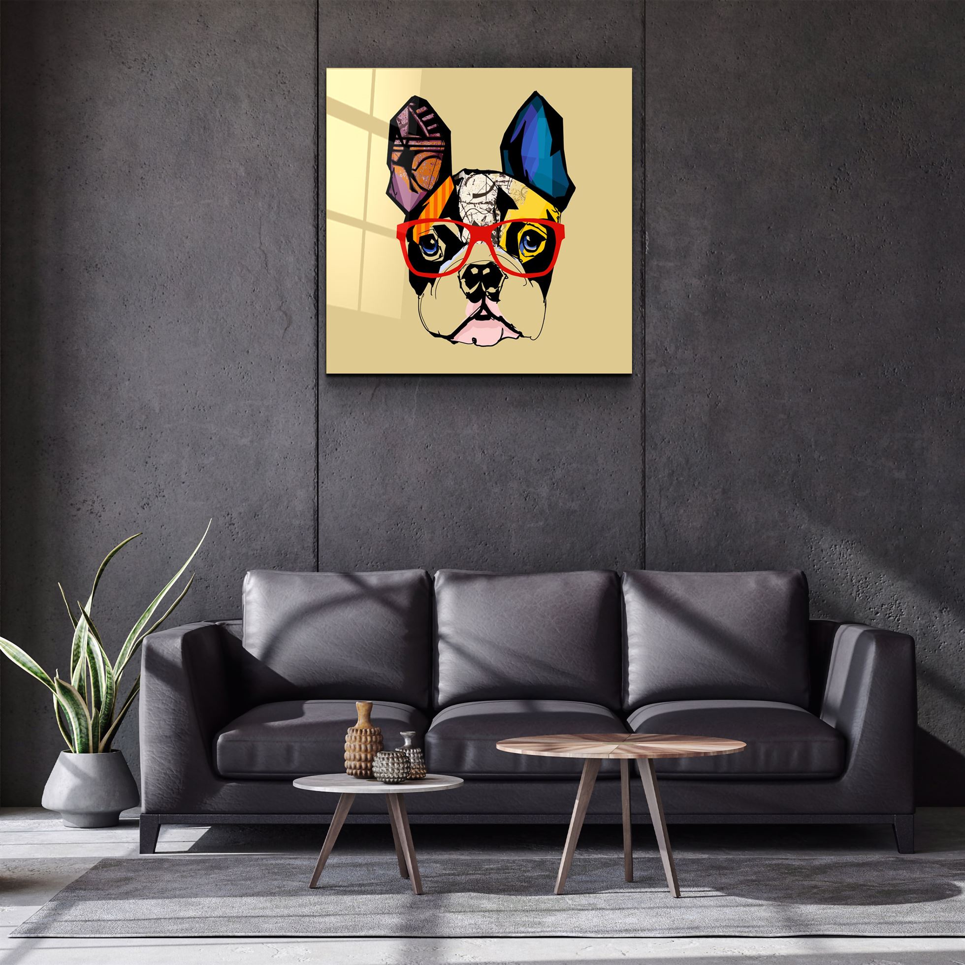 ・"Abstract Dog Face"・Glass Wall Art