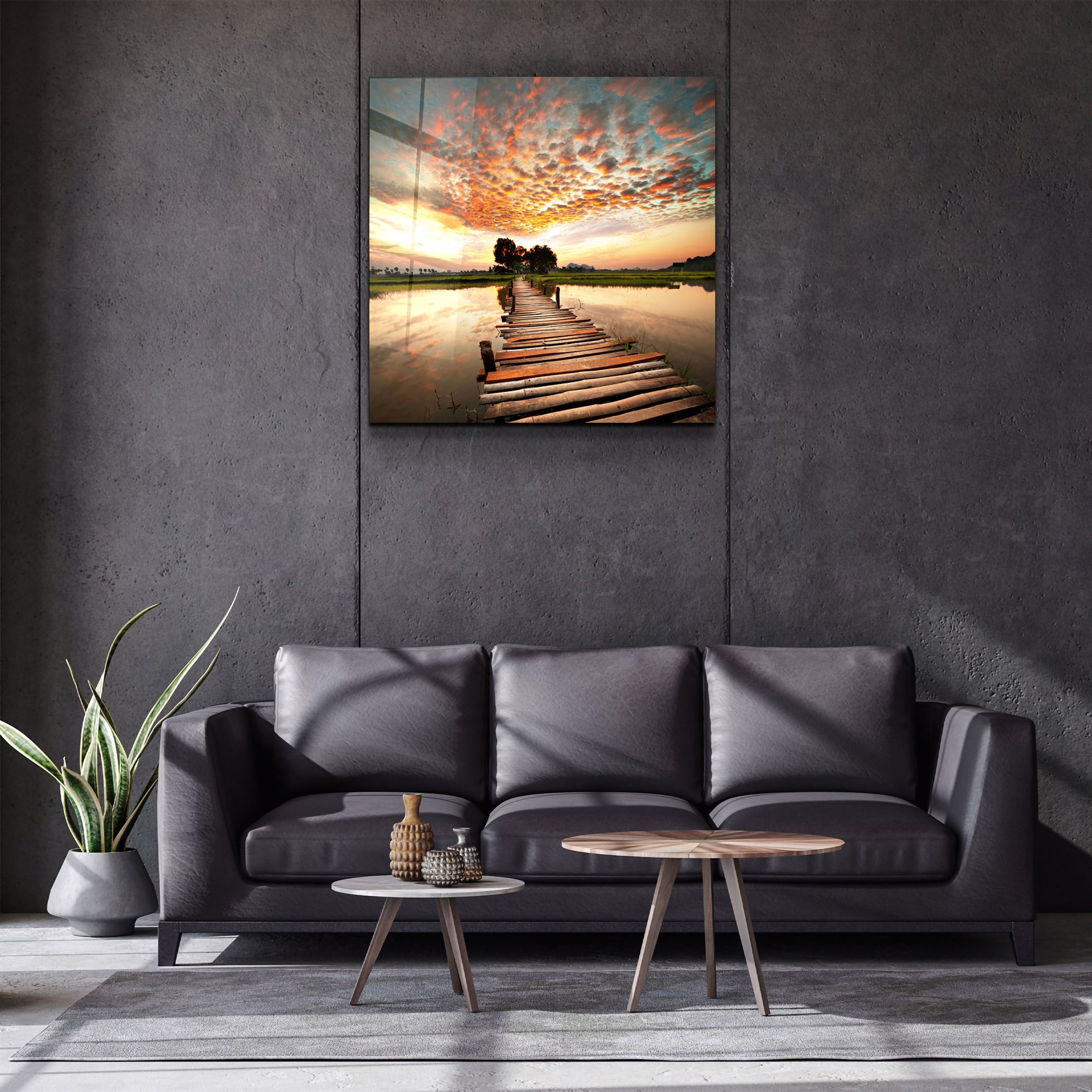 ・"Dock et paysage"・Art mural en verre