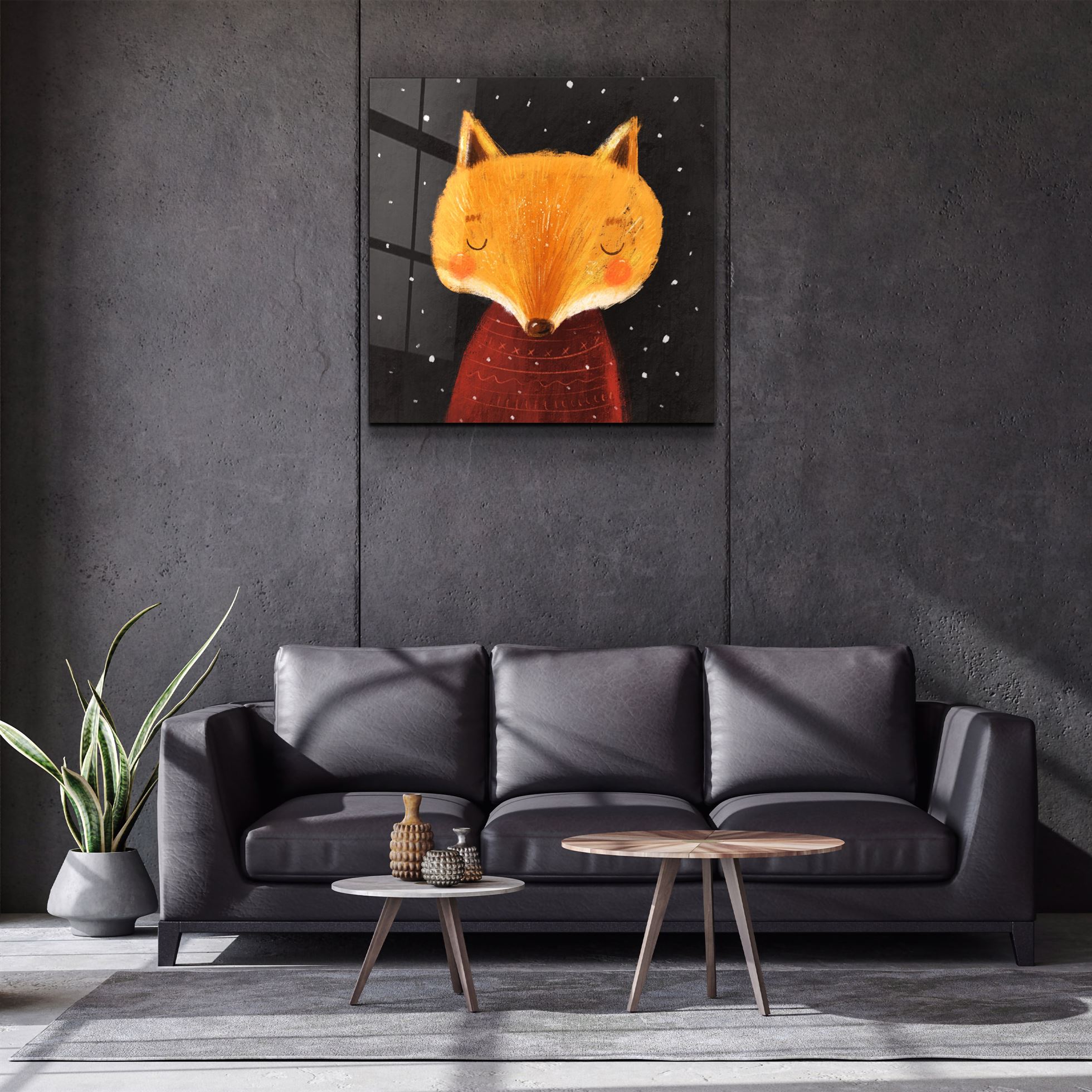 ・"Cute Fox"・Glass Wall Art