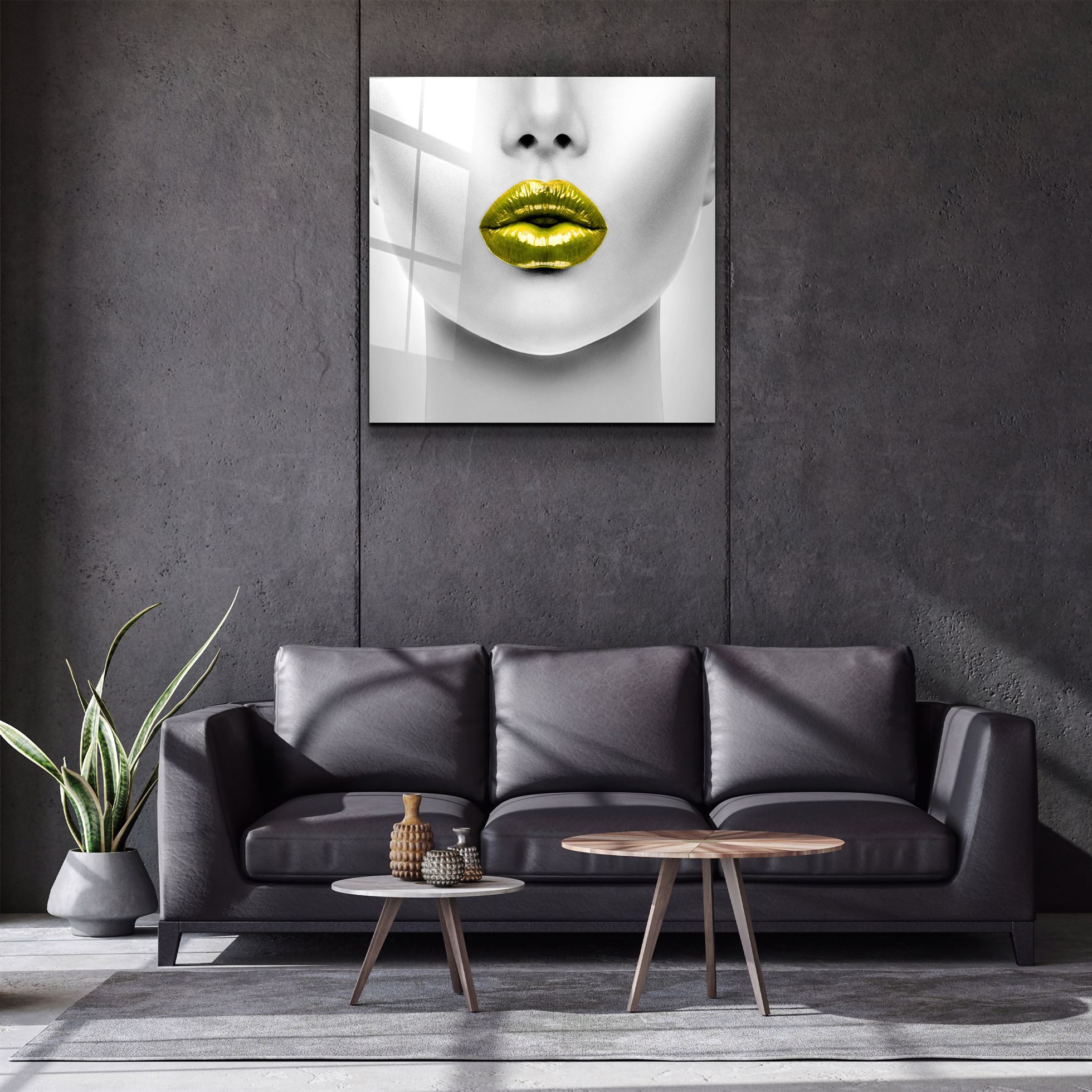 ・"Yellow Lips"・Glass Wall Art