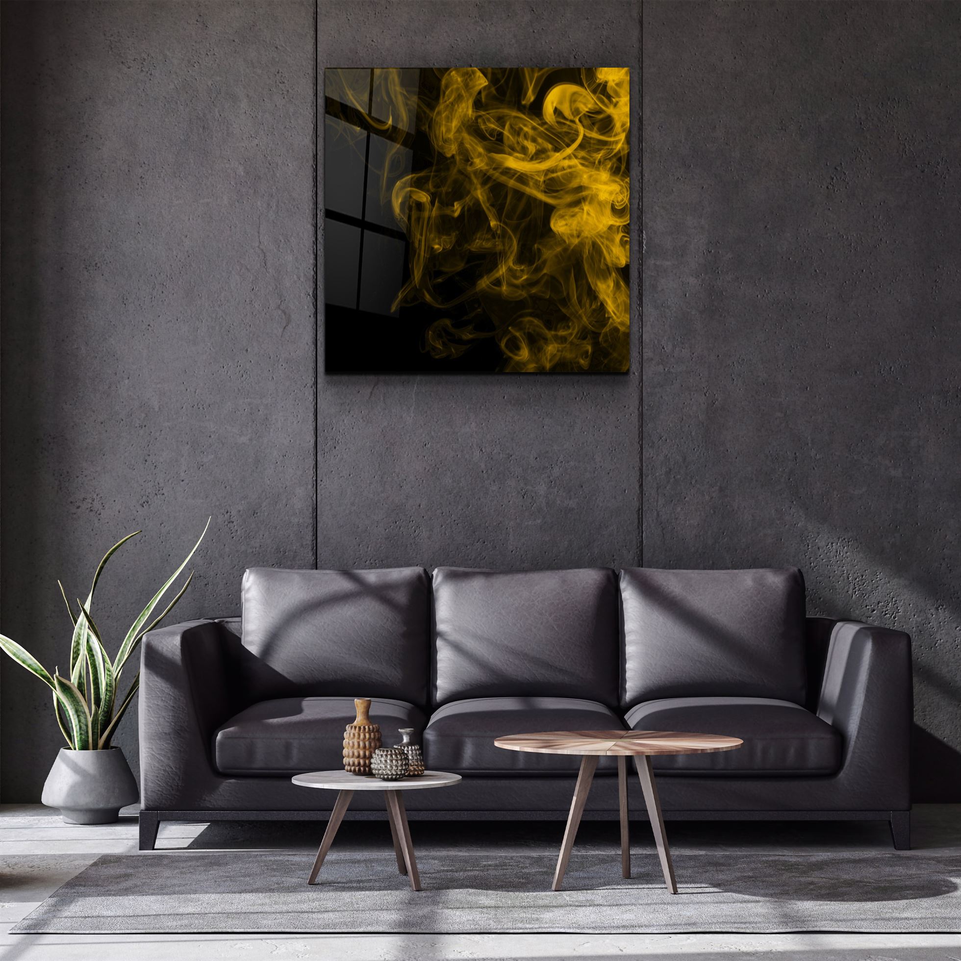 ・"Yellow Smoke"・Glass Wall Art