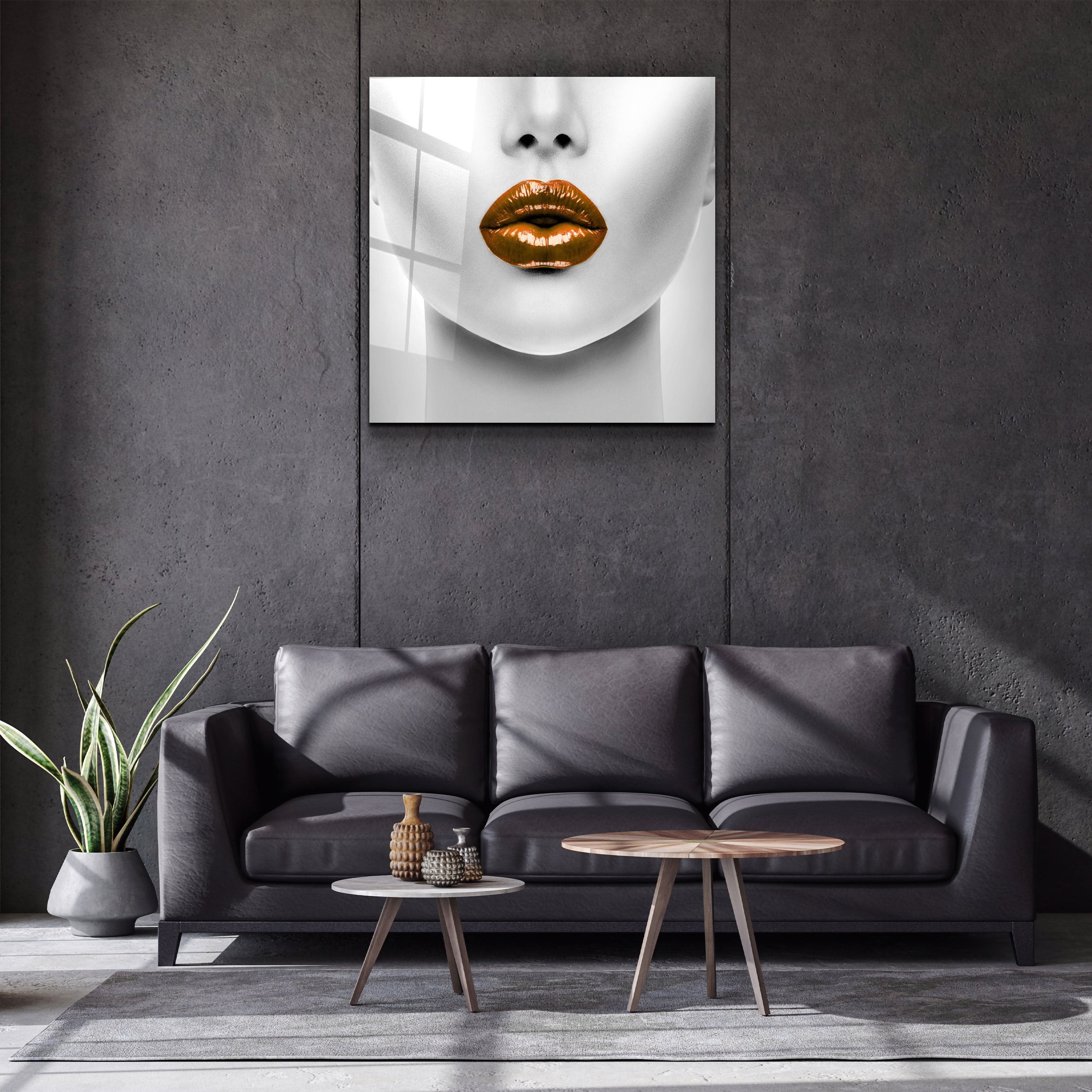 ・„Orange Lips“・<tc>Glasbild</tc>